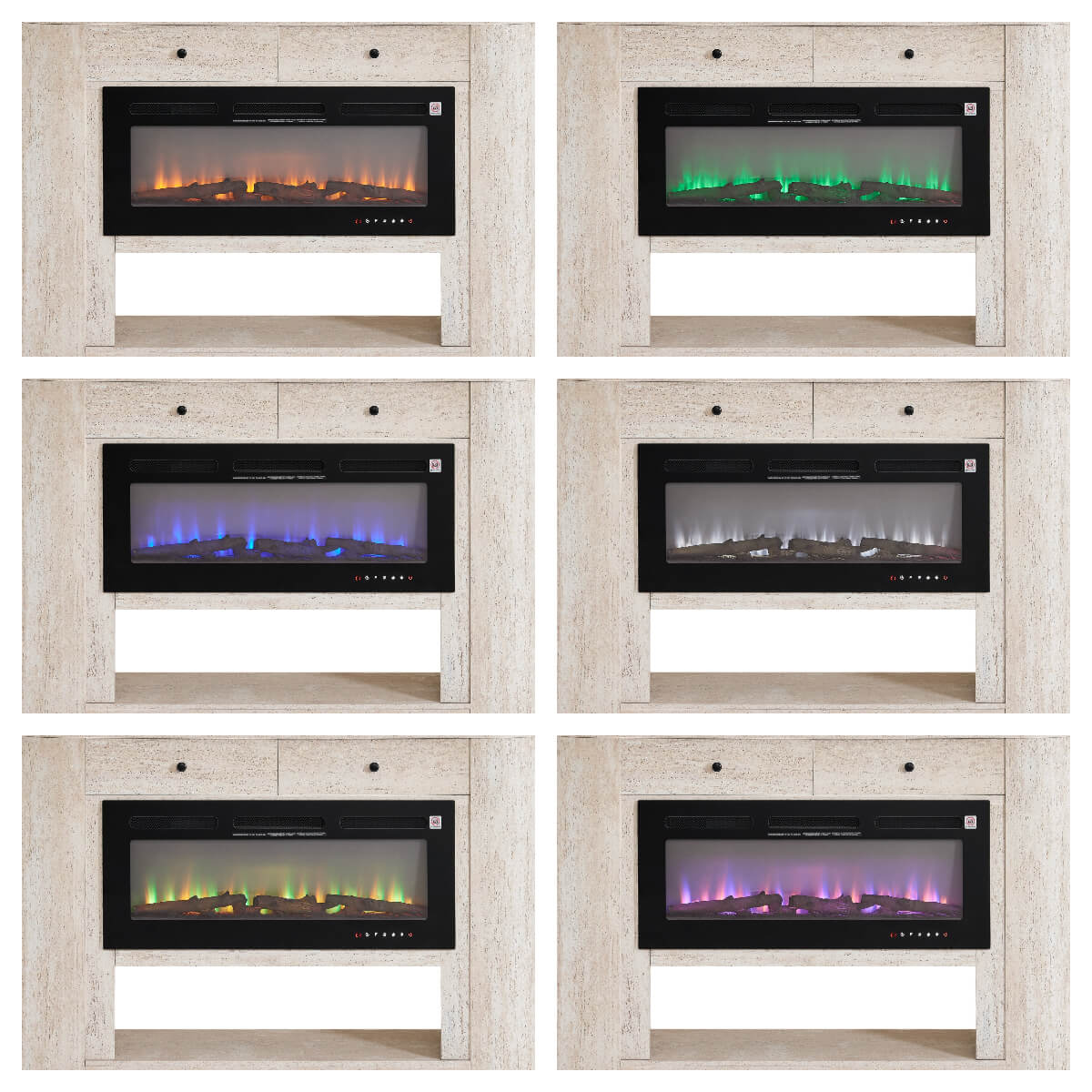 63" Aaron Travertine Electric Fireplace Sideboard - Image 8