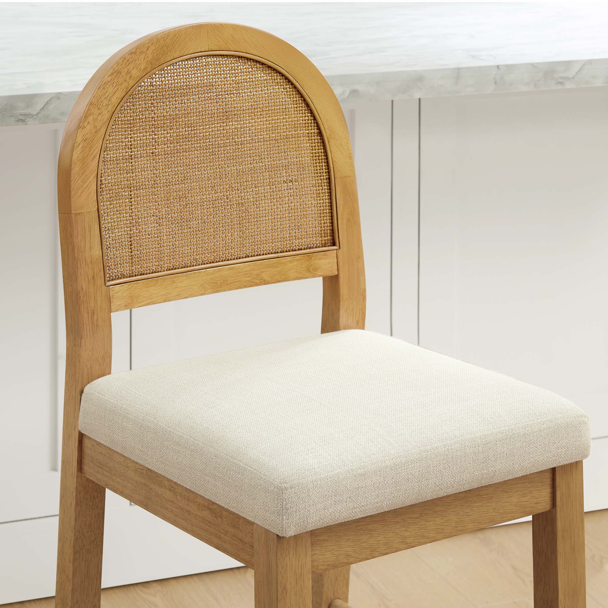 Abigail Rattan Curved Counter Stool with Performance Fabric - Image 9