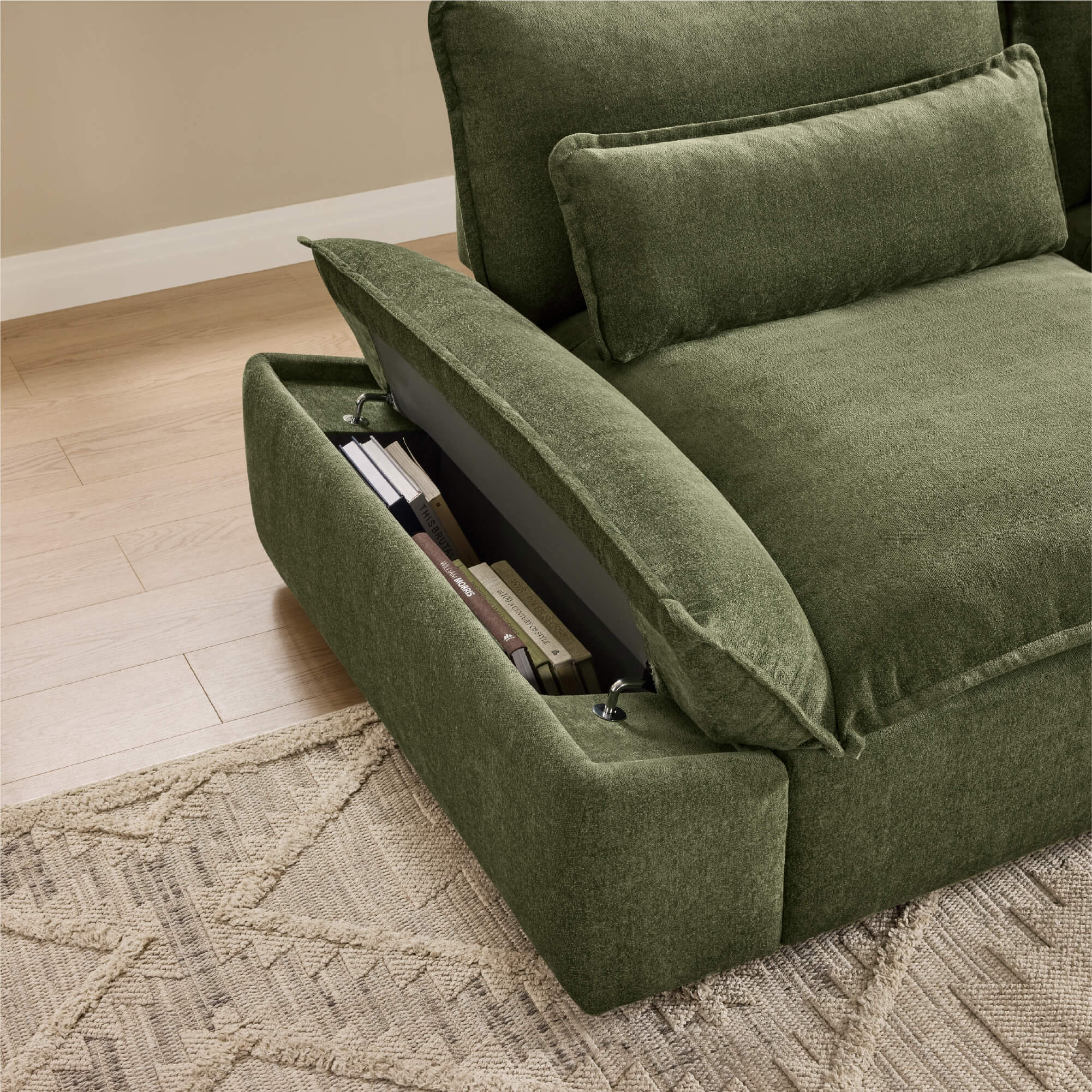 Ace Minimalist Chenille Adjustable Backrest 2-Seater Sofa with Storage Armrest - Image 10