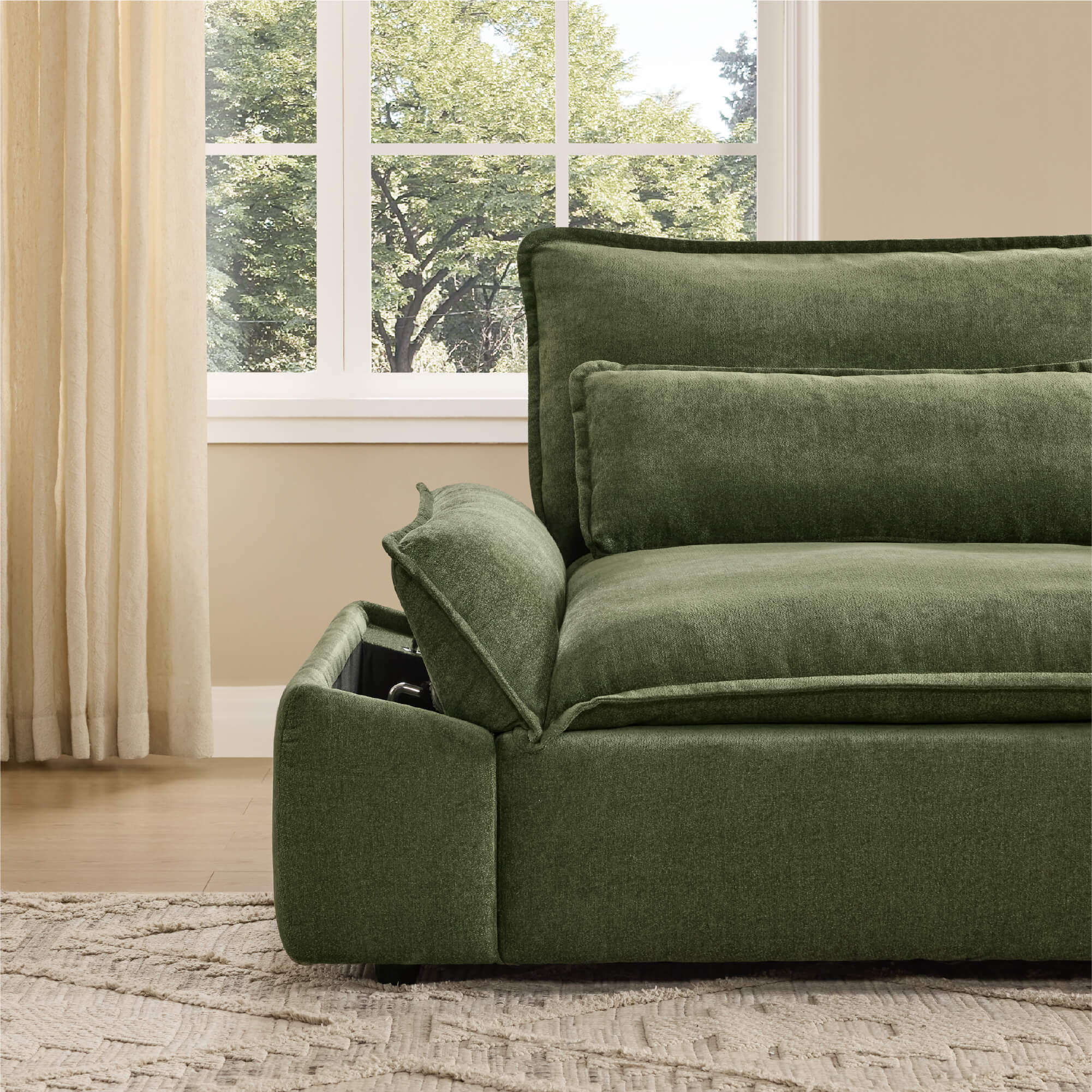 Ace Minimalist Chenille Adjustable Backrest 3-Seater Modular Sofa with Storage Armrest - Image 15