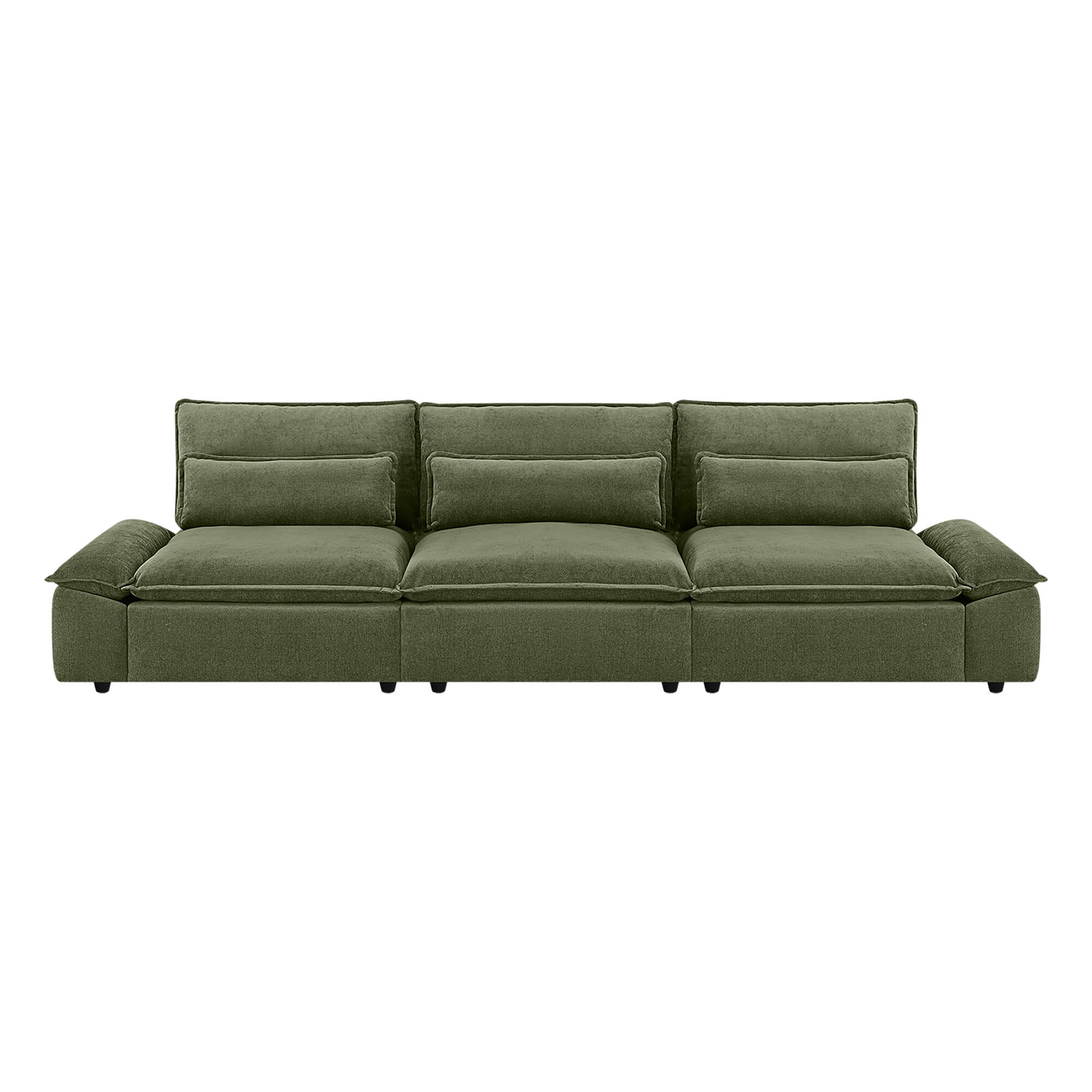Ace Minimalist Chenille Adjustable Backrest 3-Seater Modular Sofa with Storage Armrest - Image 20
