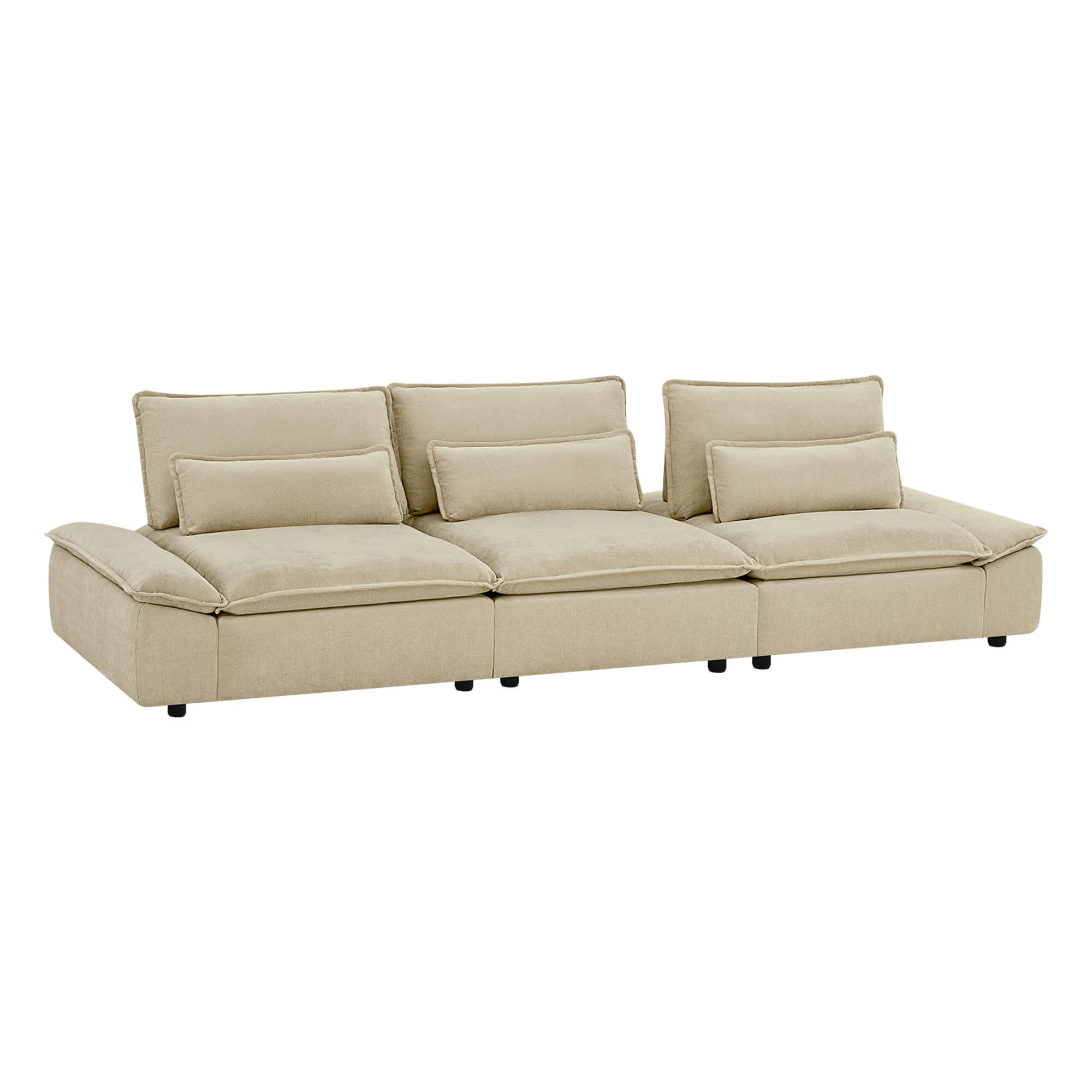 Ace Minimalist Chenille Adjustable Backrest 3-Seater Modular Sofa with Storage Armrest - Image 33