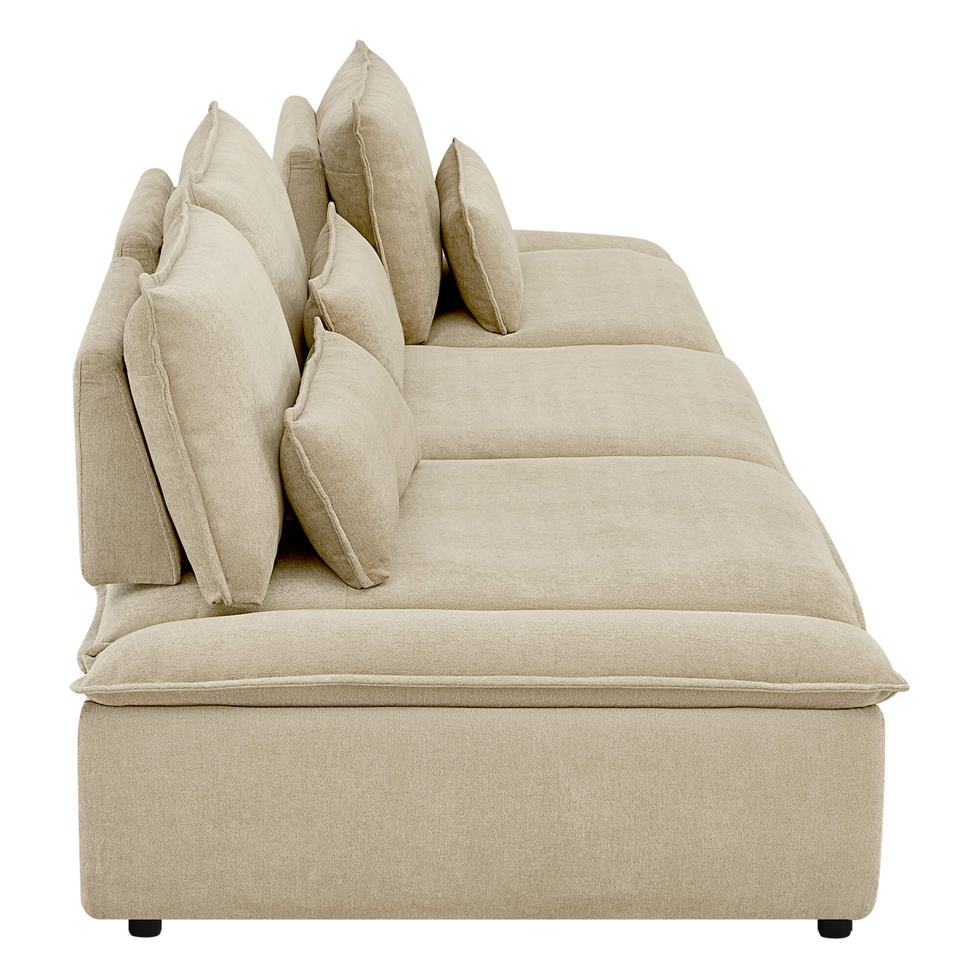 Ace Minimalist Chenille Adjustable Backrest 3-Seater Modular Sofa with Storage Armrest - Image 35