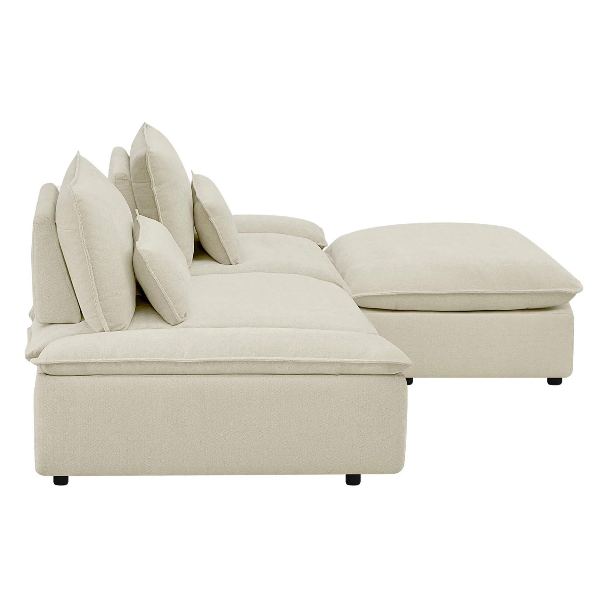 Ace Minimalist Chenille Adjustable Backrest 3-Seater Modular Sofa with Storage Armrest - Image 37