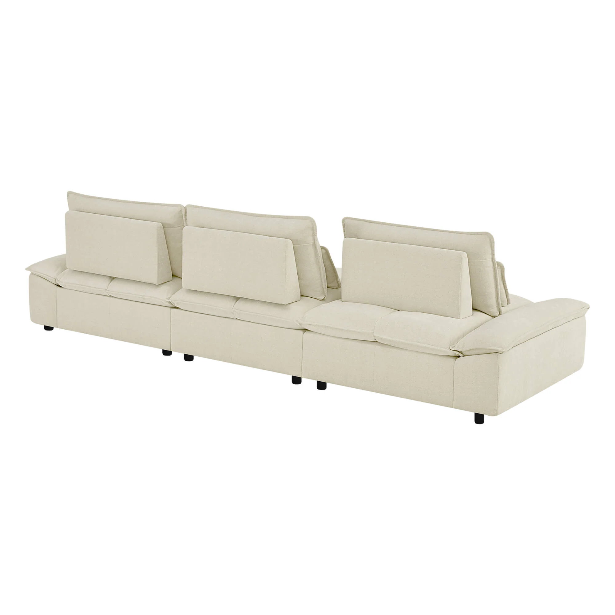Ace Minimalist Chenille Adjustable Backrest 3-Seater Modular Sofa with Storage Armrest - Image 40