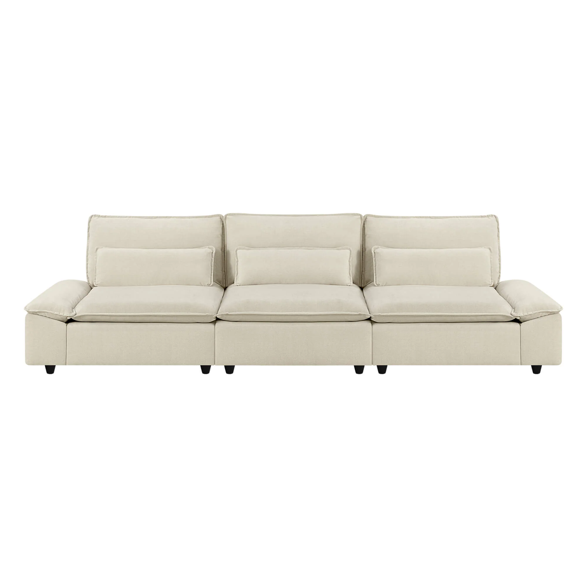 Ace Minimalist Chenille Adjustable Backrest 3-Seater Modular Sofa with Storage Armrest - Image 50