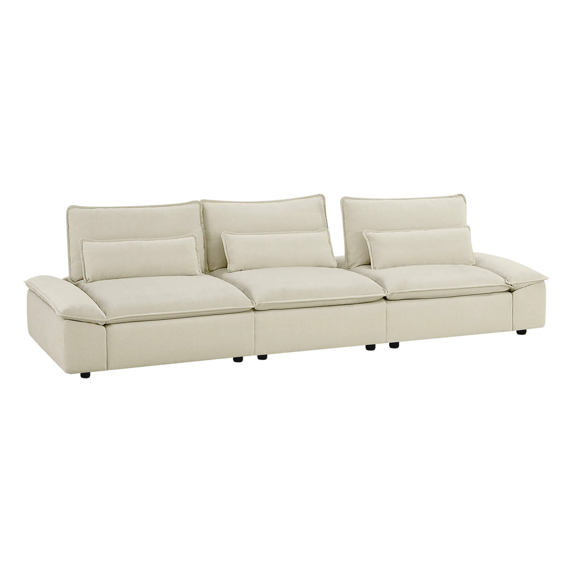 Ace Minimalist Chenille Adjustable Backrest 3-Seater Modular Sofa with Storage Armrest - Image 52