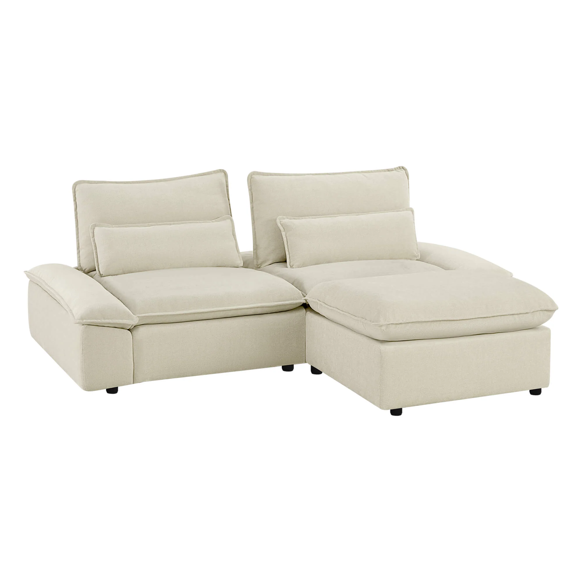 Ace Minimalist Chenille Adjustable Backrest 3-Seater Modular Sofa with Storage Armrest - Image 54