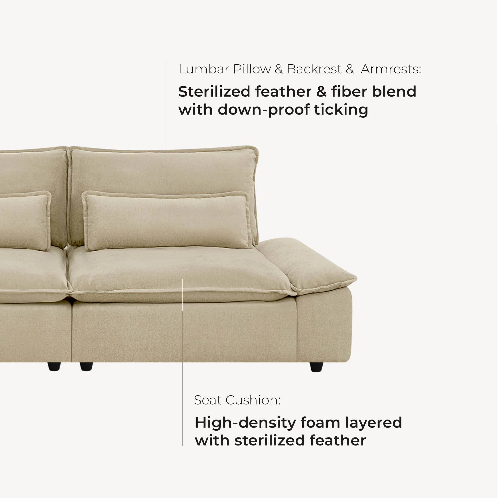 Ace Minimalist Chenille Adjustable Backrest 3-Seater Modular Sofa with Storage Armrest - Image 63