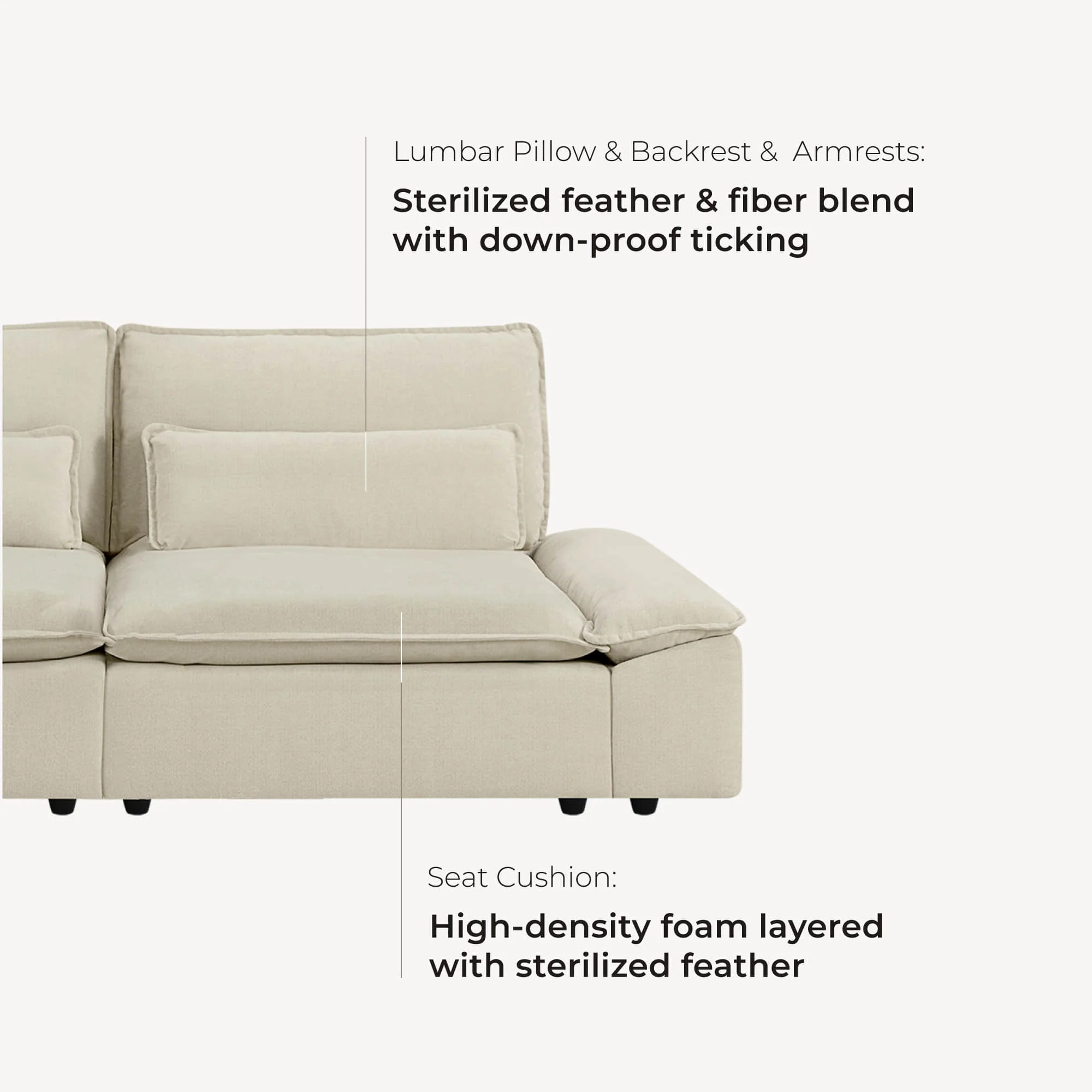 Ace Minimalist Chenille Adjustable Backrest 3-Seater Modular Sofa with Storage Armrest - Image 67