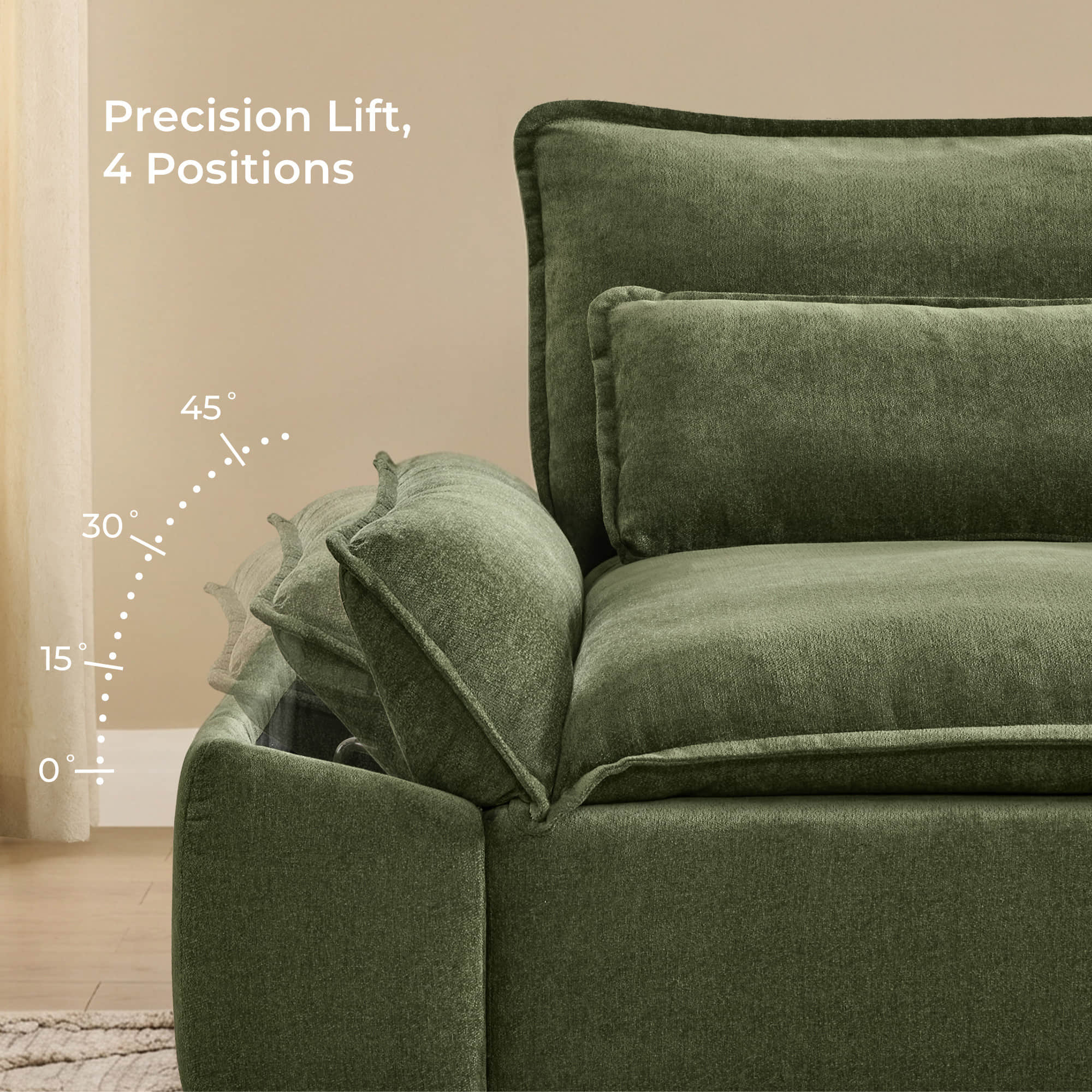 Ace Minimalist Chenille Adjustable Backrest 3-Seater Modular Sofa with Storage Armrest - Image 69