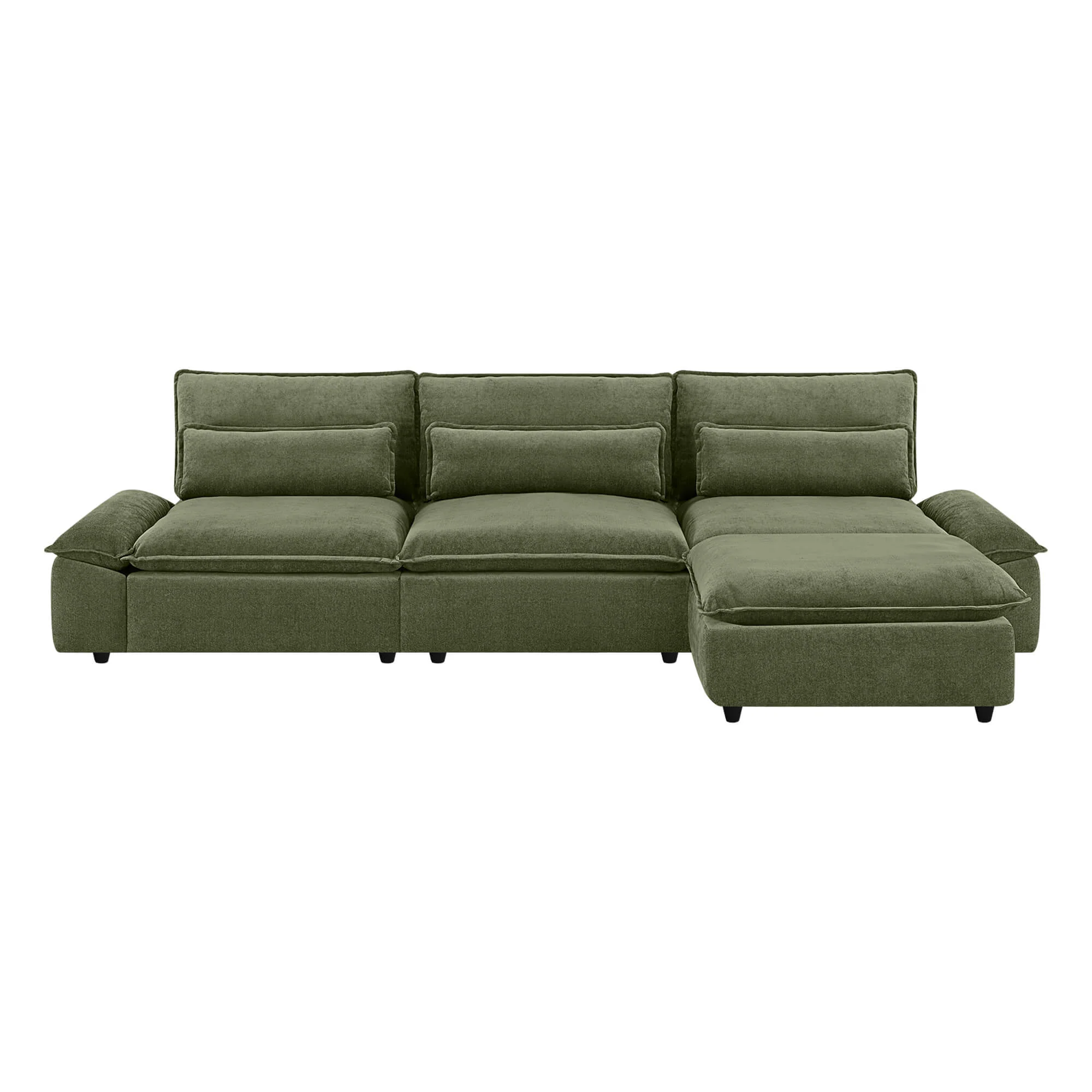 Ace Minimalist Chenille Adjustable Backrest 4-Seater Modular Sofa with Storage Armrest - Image 14