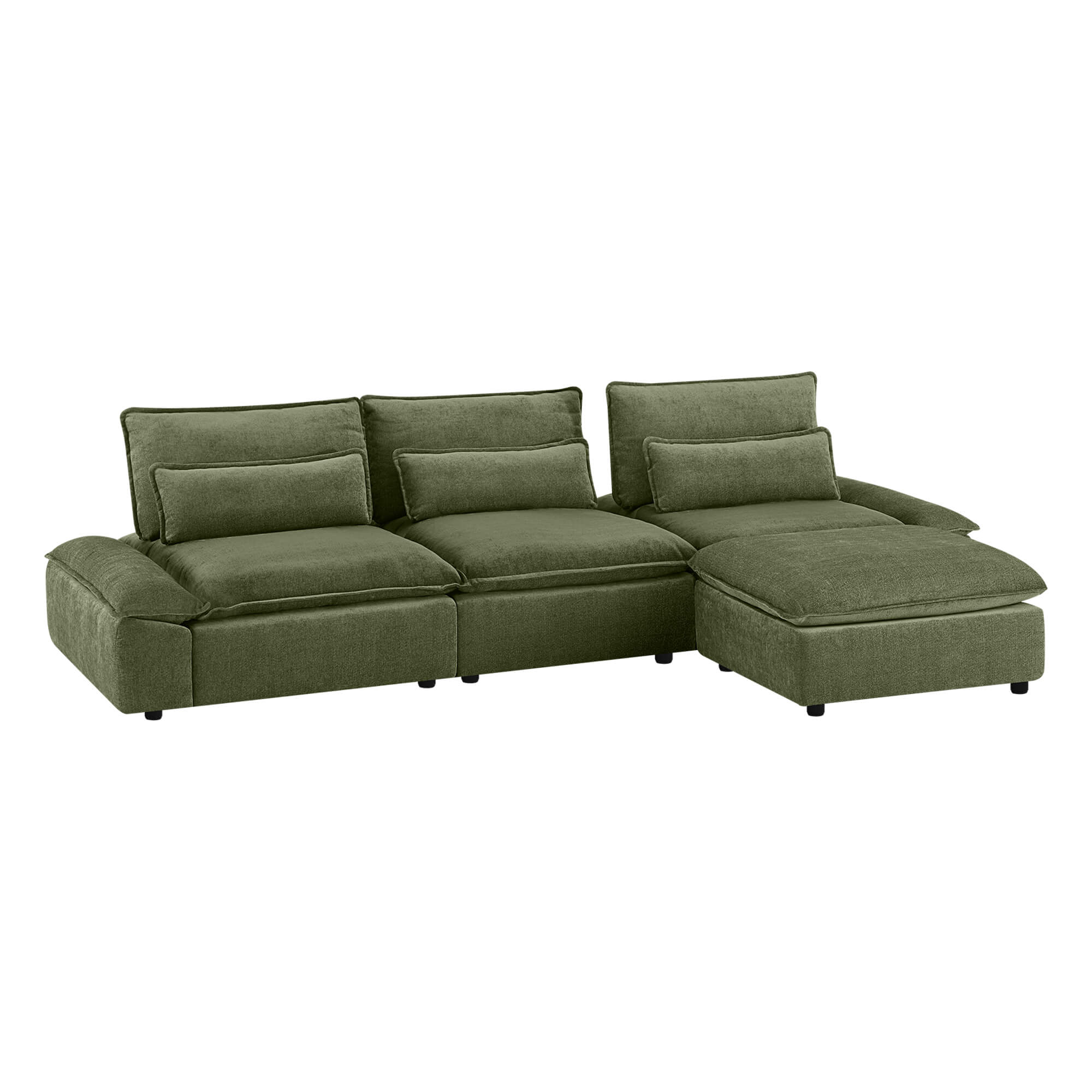 Ace Minimalist Chenille Adjustable Backrest 4-Seater Modular Sofa with Storage Armrest - Image 15