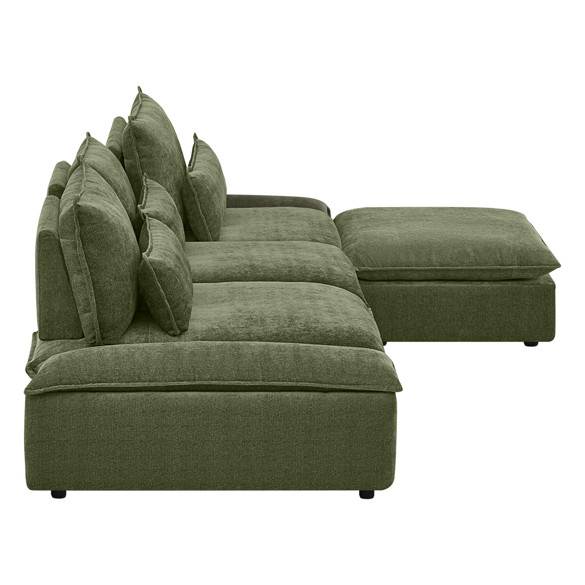 Ace Minimalist Chenille Adjustable Backrest 4-Seater Modular Sofa with Storage Armrest - Image 16