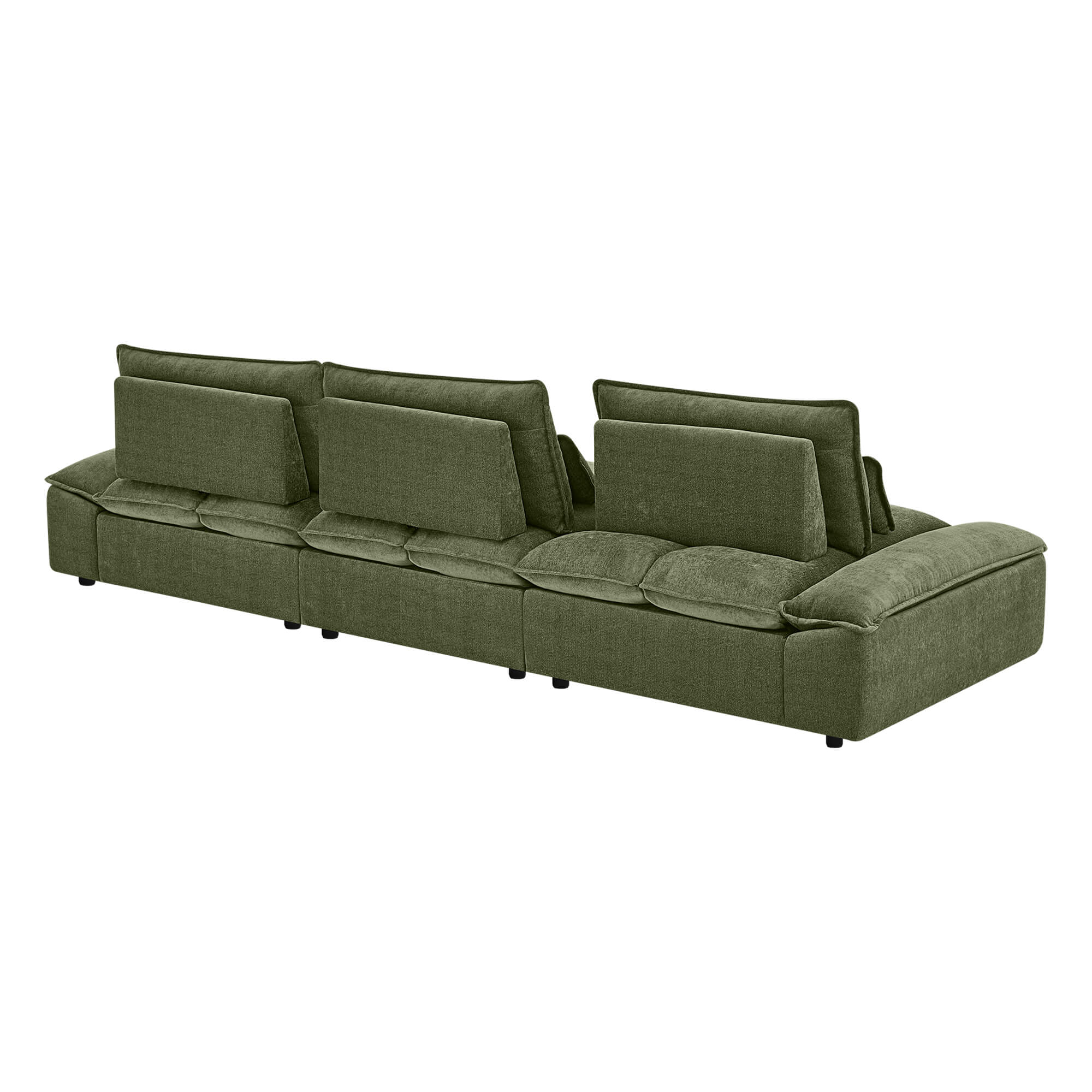 Ace Minimalist Chenille Adjustable Backrest 4-Seater Modular Sofa with Storage Armrest - Image 17