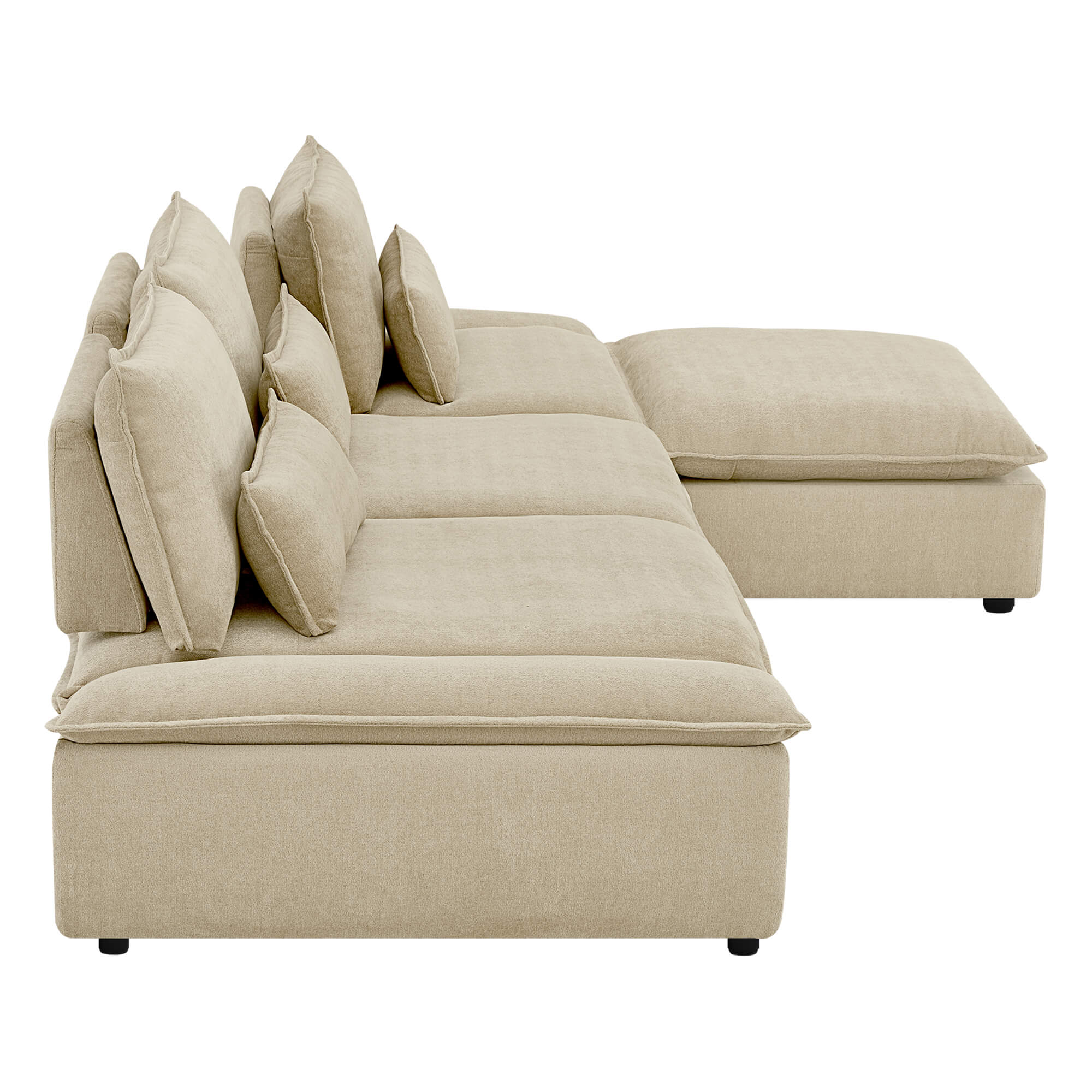 Ace Minimalist Chenille Adjustable Backrest 4-Seater Modular Sofa with Storage Armrest - Image 23