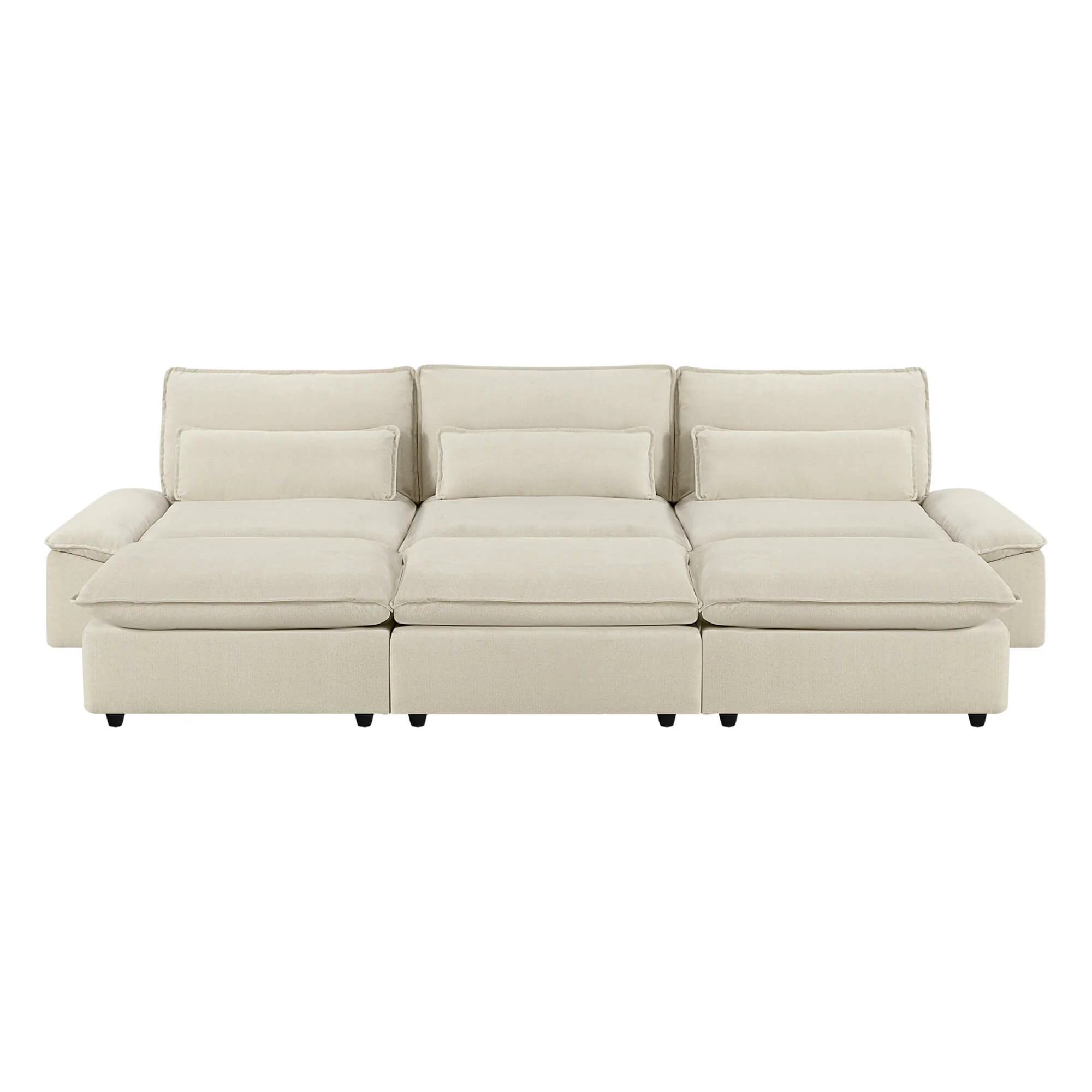 Ace Minimalist Chenille Adjustable Backrest 6-Seater Modular Sofa with Storage Armrest - Image 22