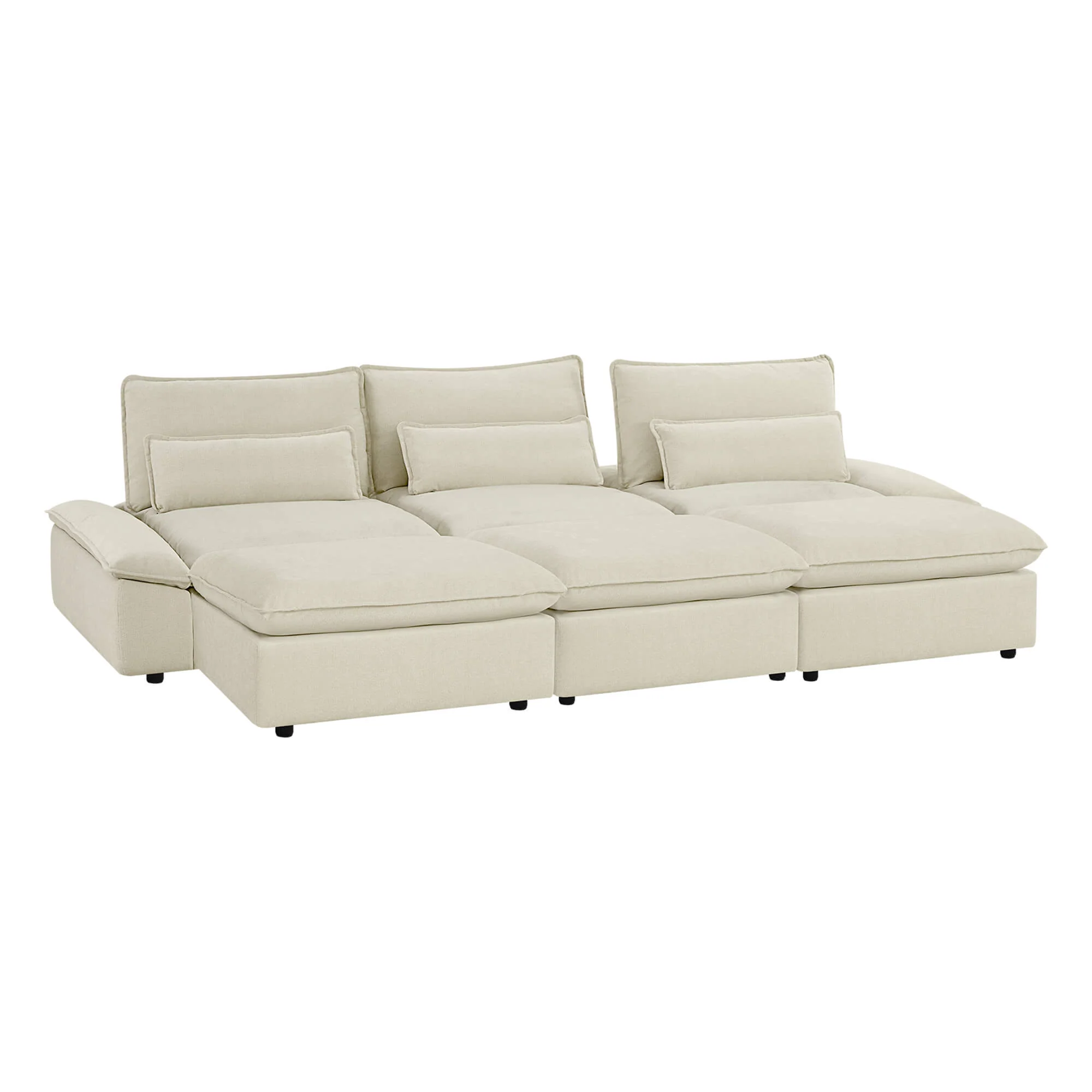 Ace Minimalist Chenille Adjustable Backrest 6-Seater Modular Sofa with Storage Armrest - Image 31