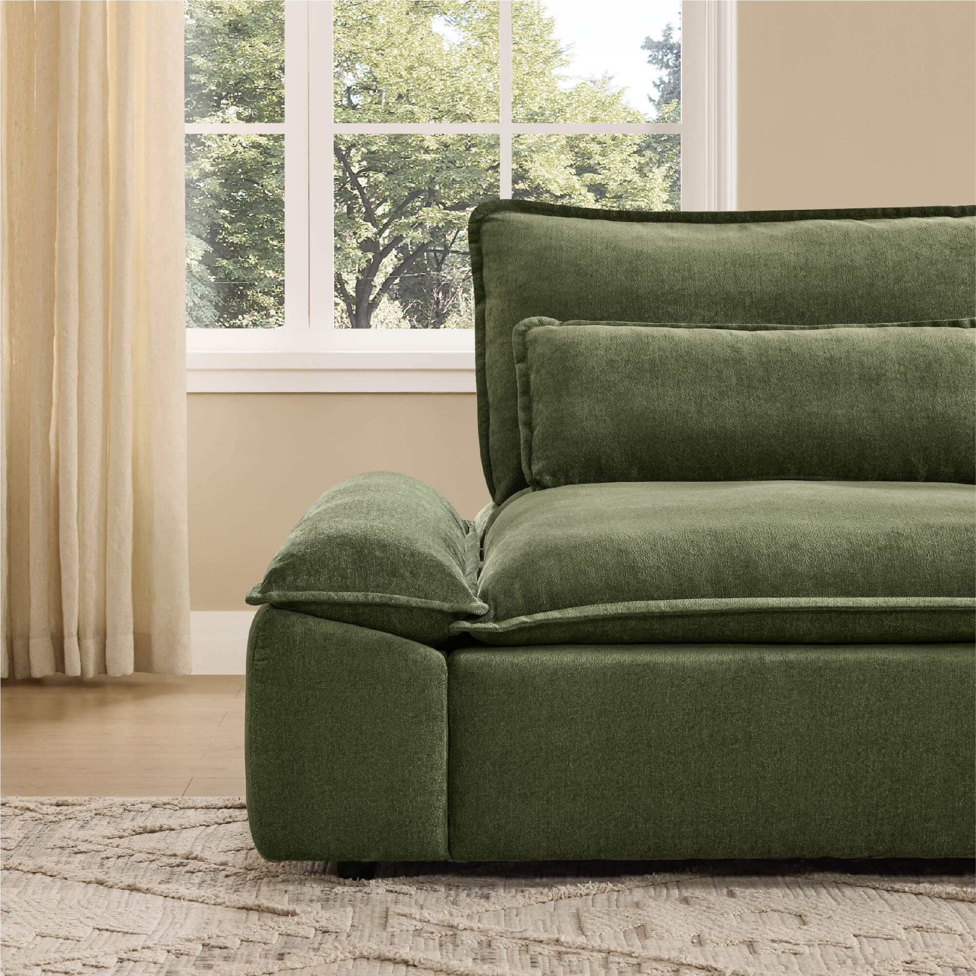Ace Minimalist Chenille Adjustable Backrest 6-Seater Modular Sofa with Storage Armrest - Image 8