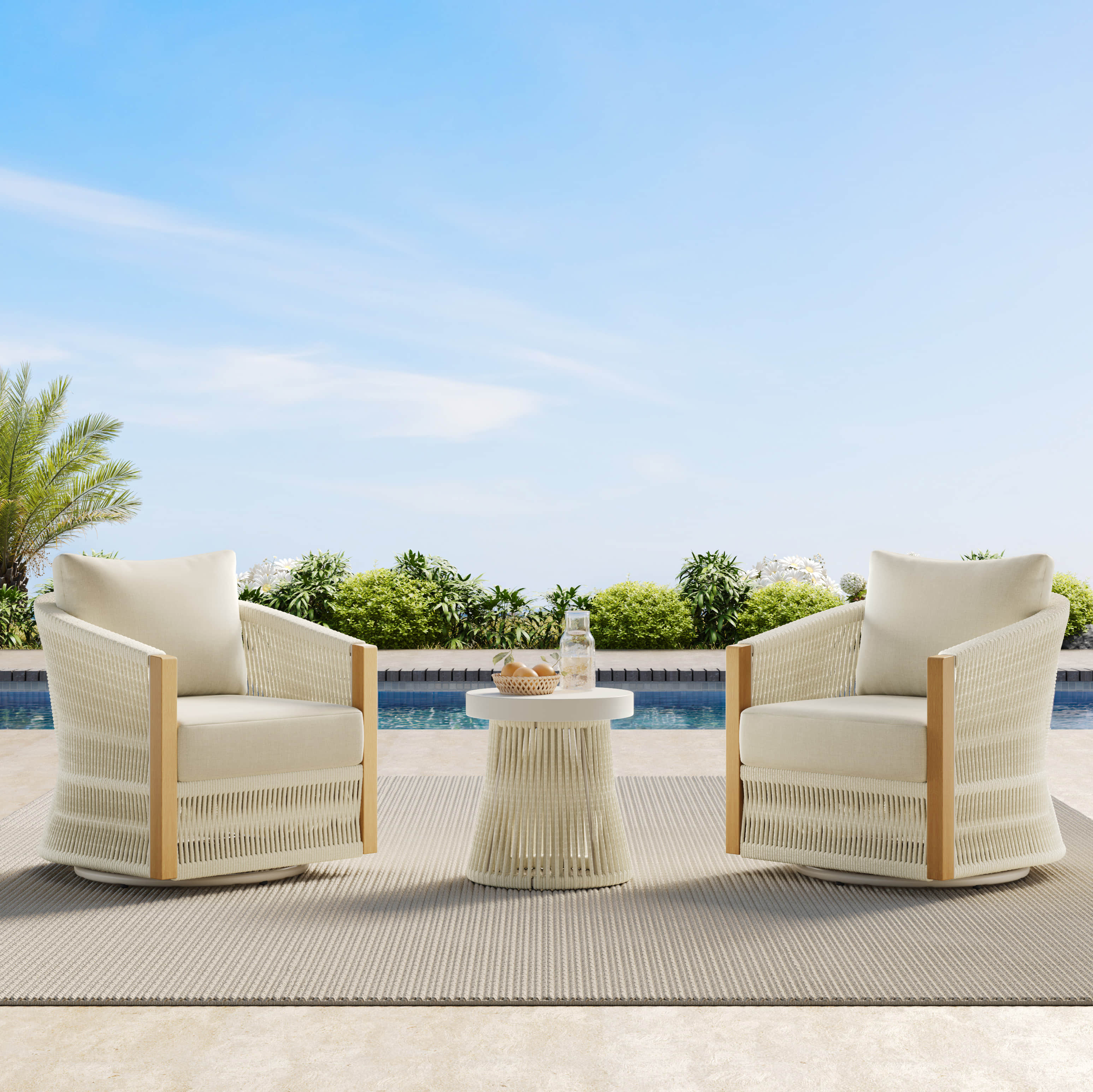 Acker Rope Outdoor Bistro Set with Swivel Chair - Image 7