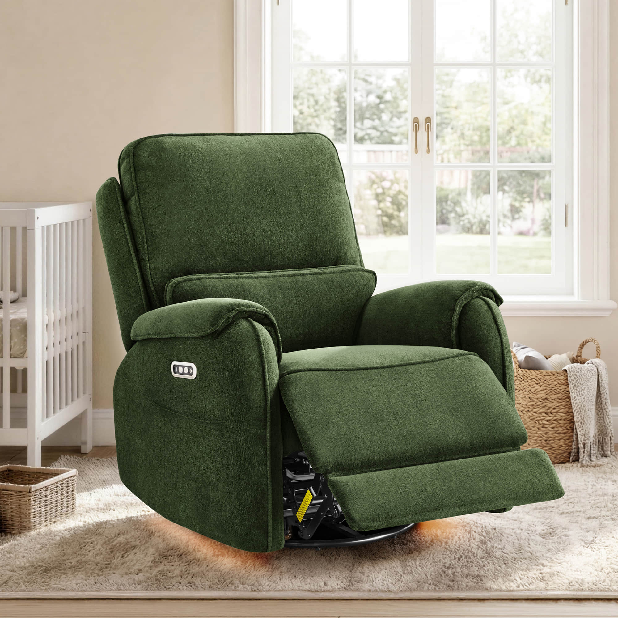 Alicia Power Swivel Nursery Glider Recliner with Nightlight - Image 15