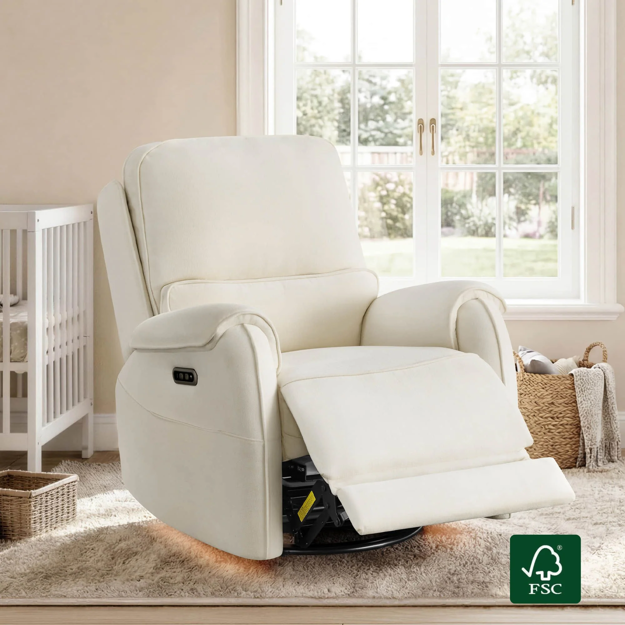 Alicia Power Swivel Nursery Glider Recliner with Nightlight - Image 2
