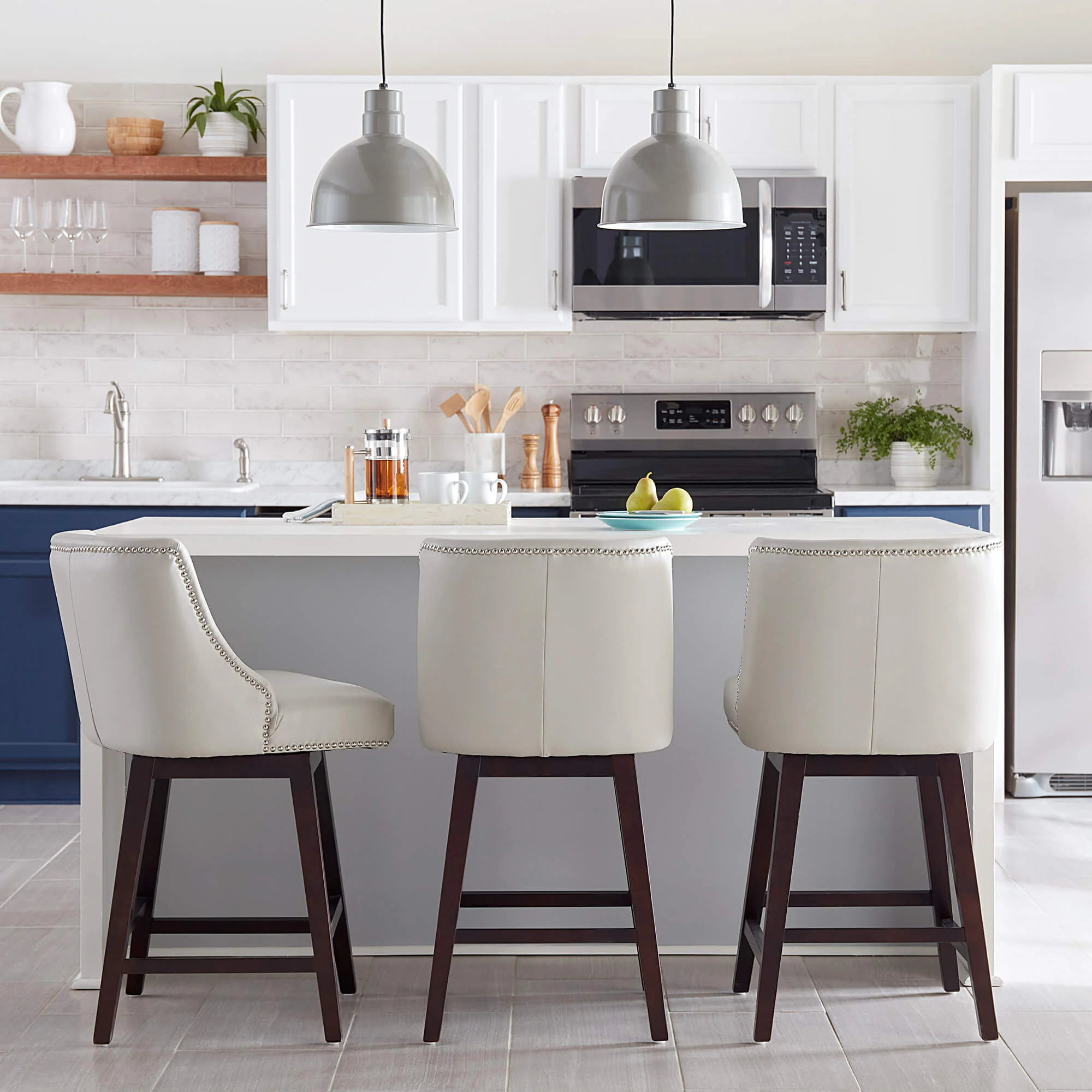 Asher Swivel Nailhead Trim Bar & Counter Stools - Image 100