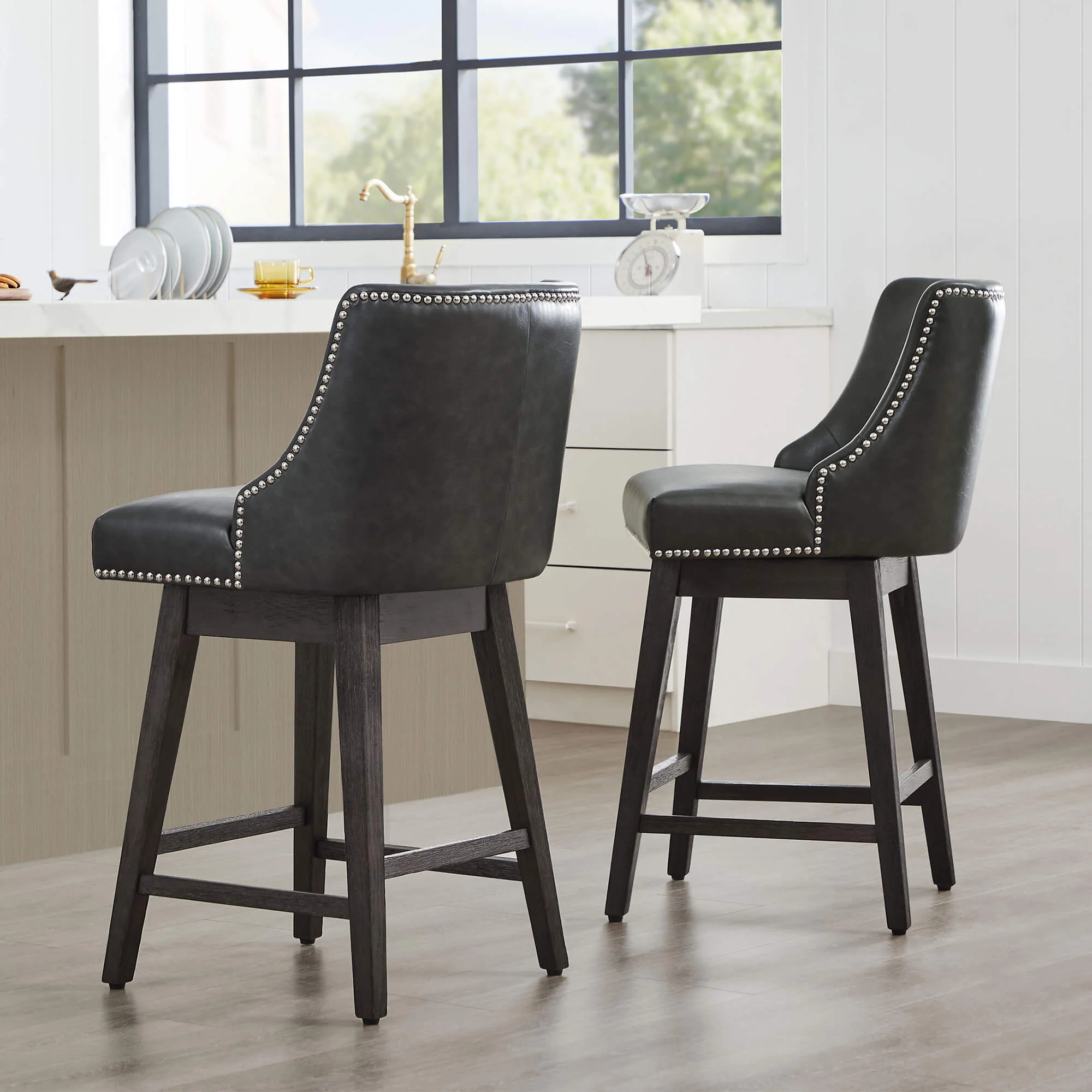 Asher Swivel Nailhead Trim Bar & Counter Stools - Image 113