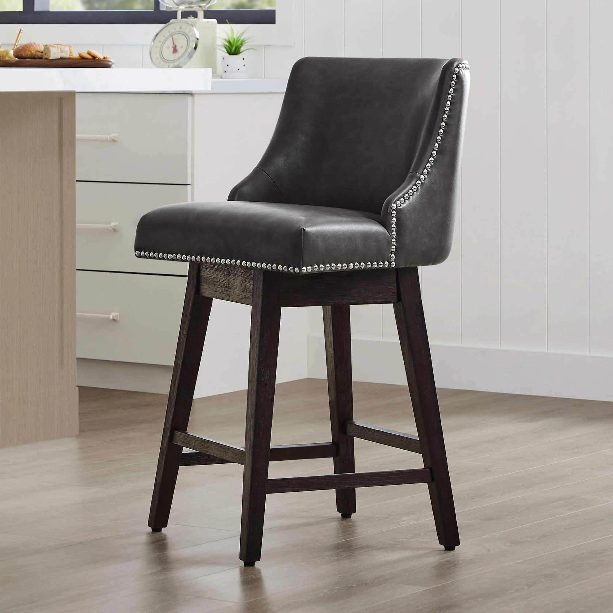 Asher Swivel Nailhead Trim Bar & Counter Stools - Image 114