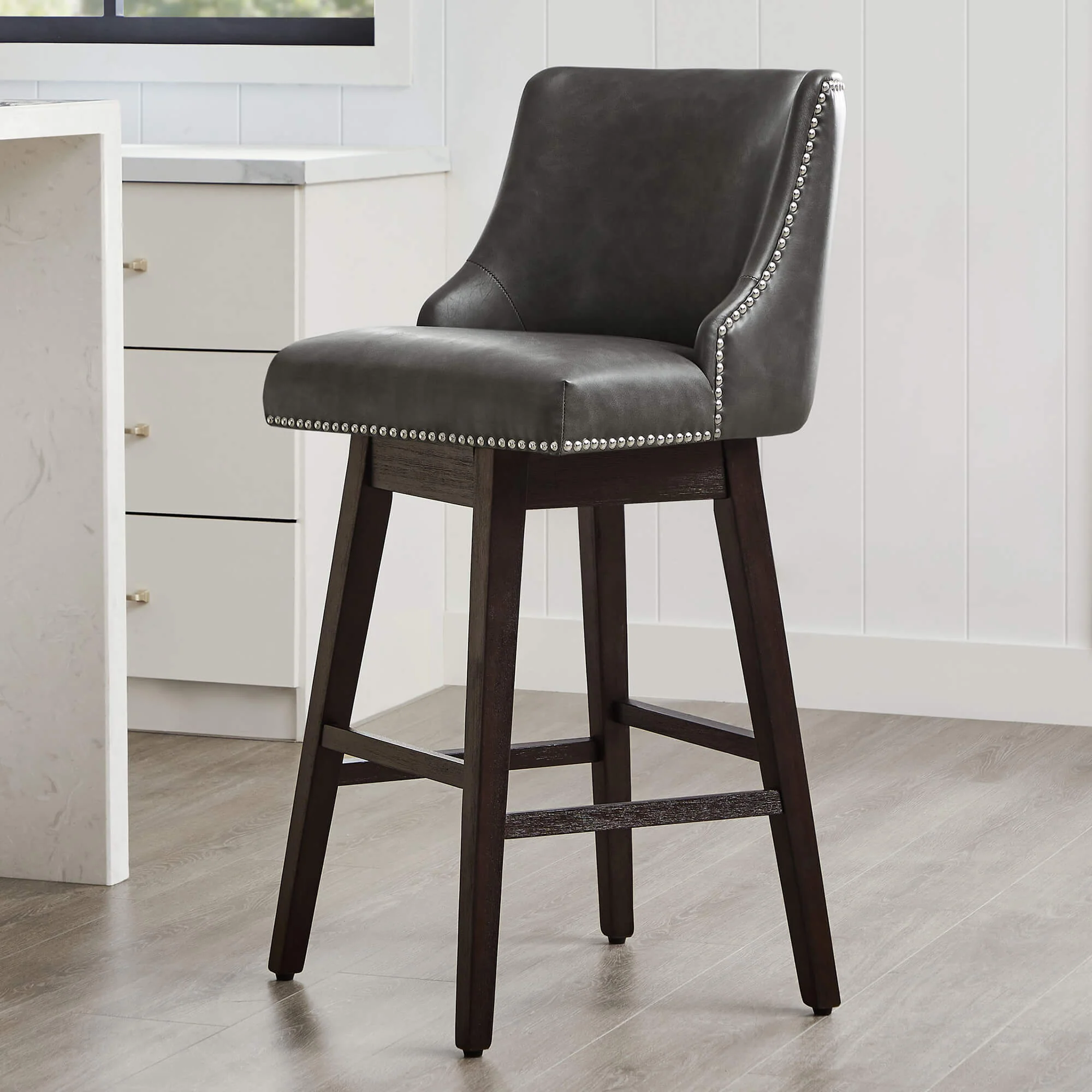Asher Swivel Nailhead Trim Bar & Counter Stools - Image 127
