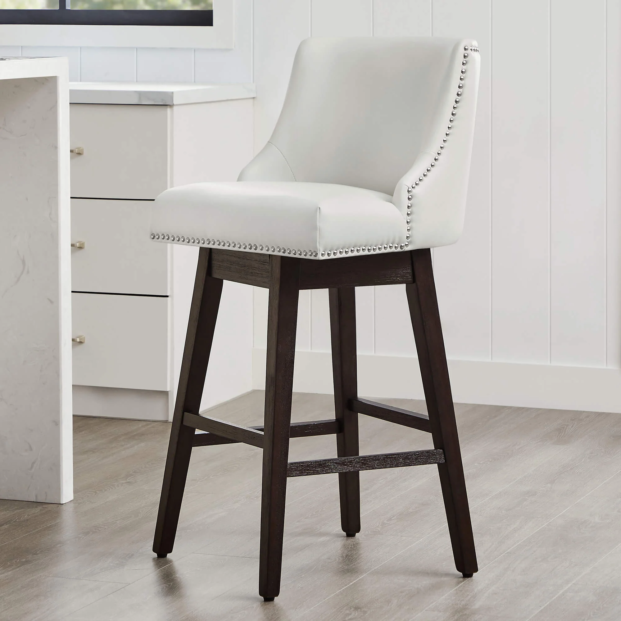 Asher Swivel Nailhead Trim Bar & Counter Stools - Image 130