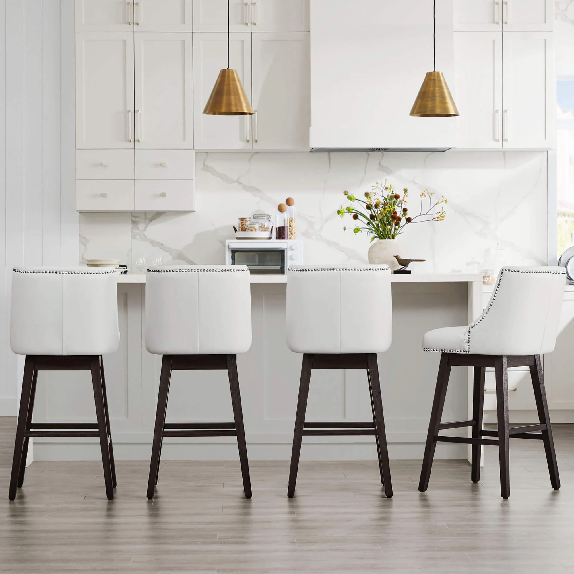 Asher Swivel Nailhead Trim Bar & Counter Stools - Image 133