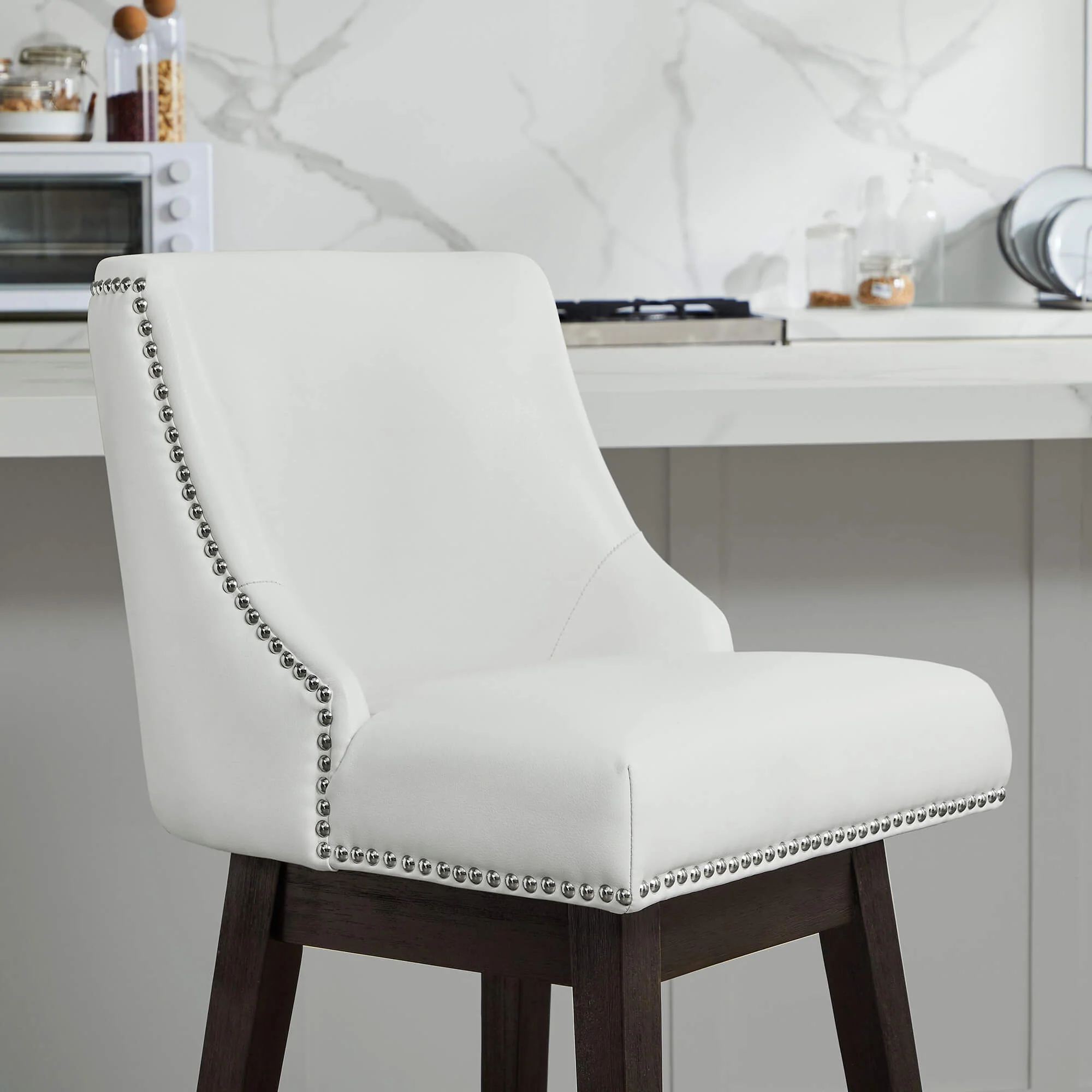 Asher Swivel Nailhead Trim Bar & Counter Stools - Image 136