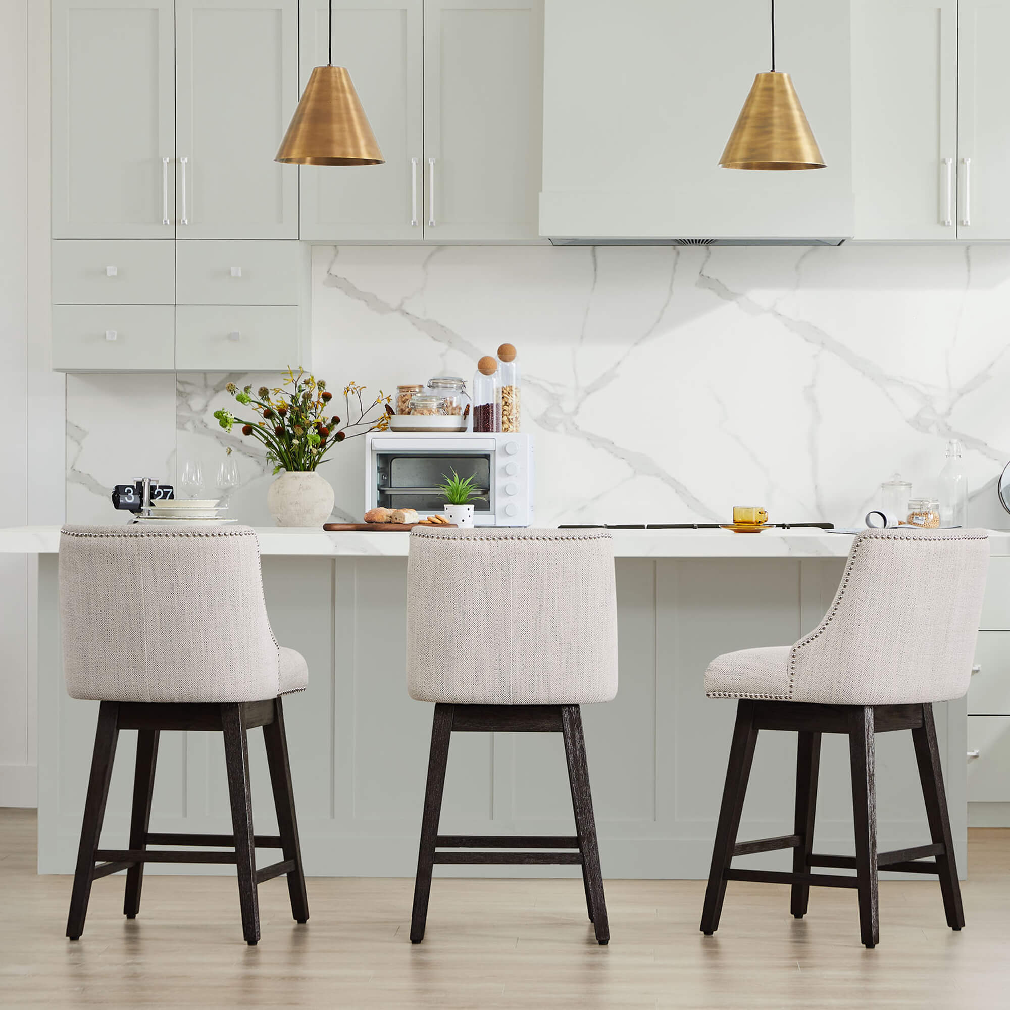 Asher Swivel Nailhead Trim Bar & Counter Stools - Image 91