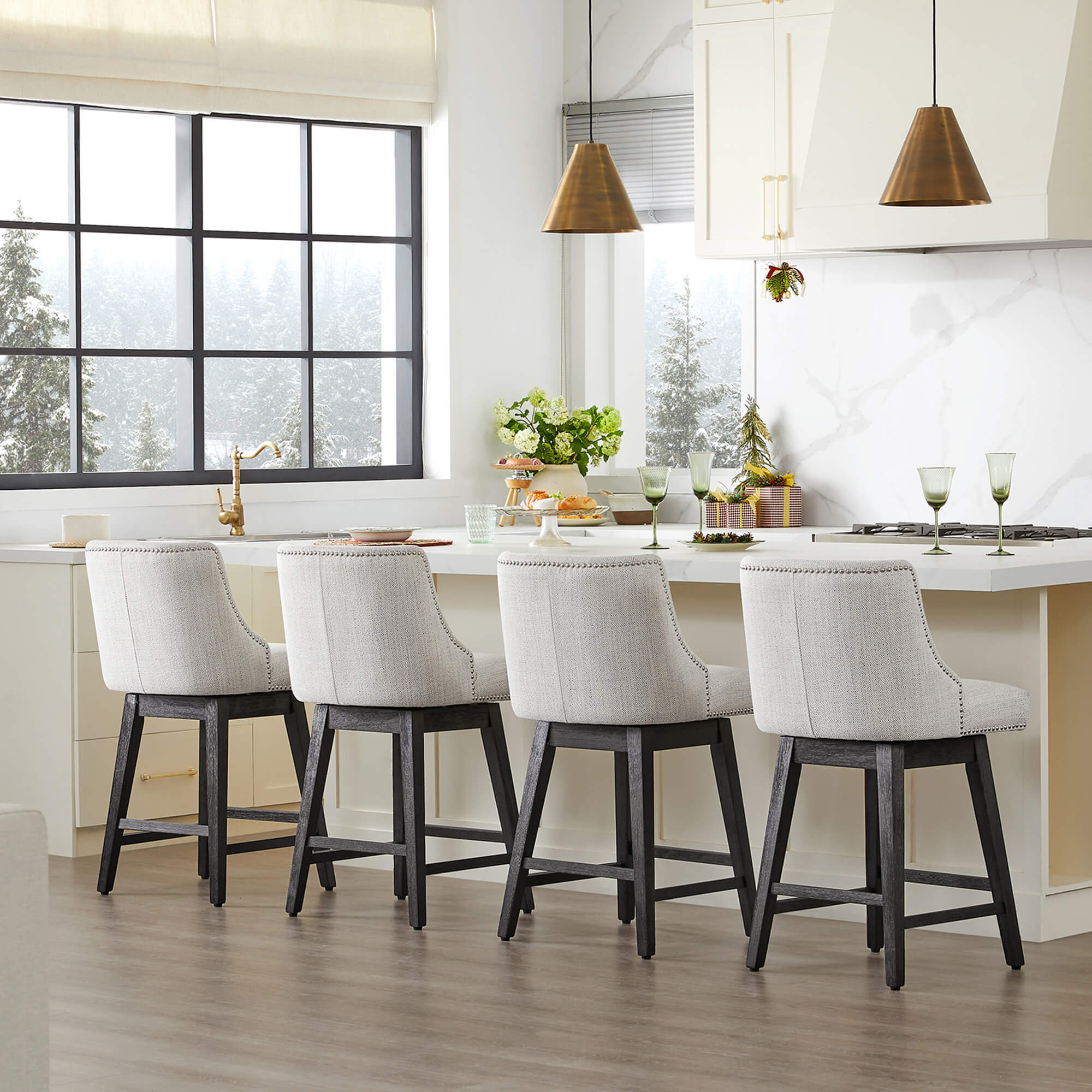 Asher Swivel Nailhead Trim Bar & Counter Stools - Image 93