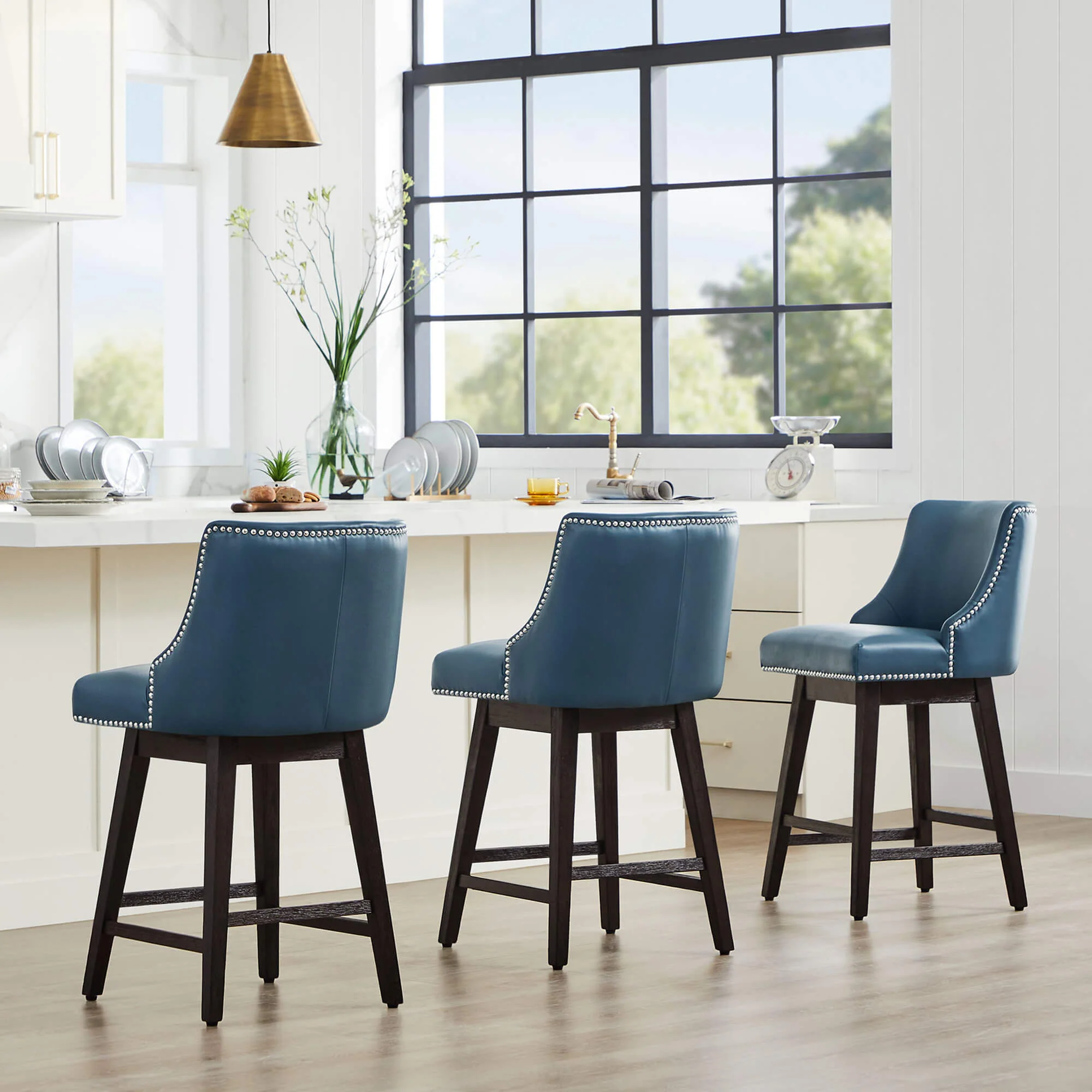 Asher Swivel Nailhead Trim Bar & Counter Stools - Image 97