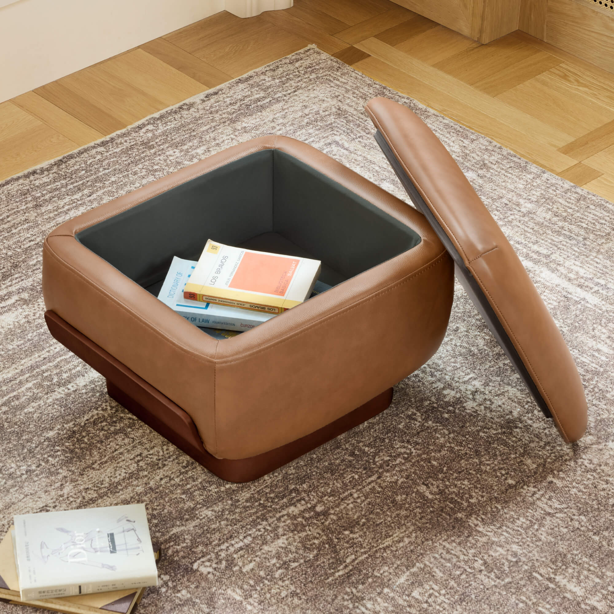 Aspen Modern Round Swivel Chair with Storage Ottoman - Image 5