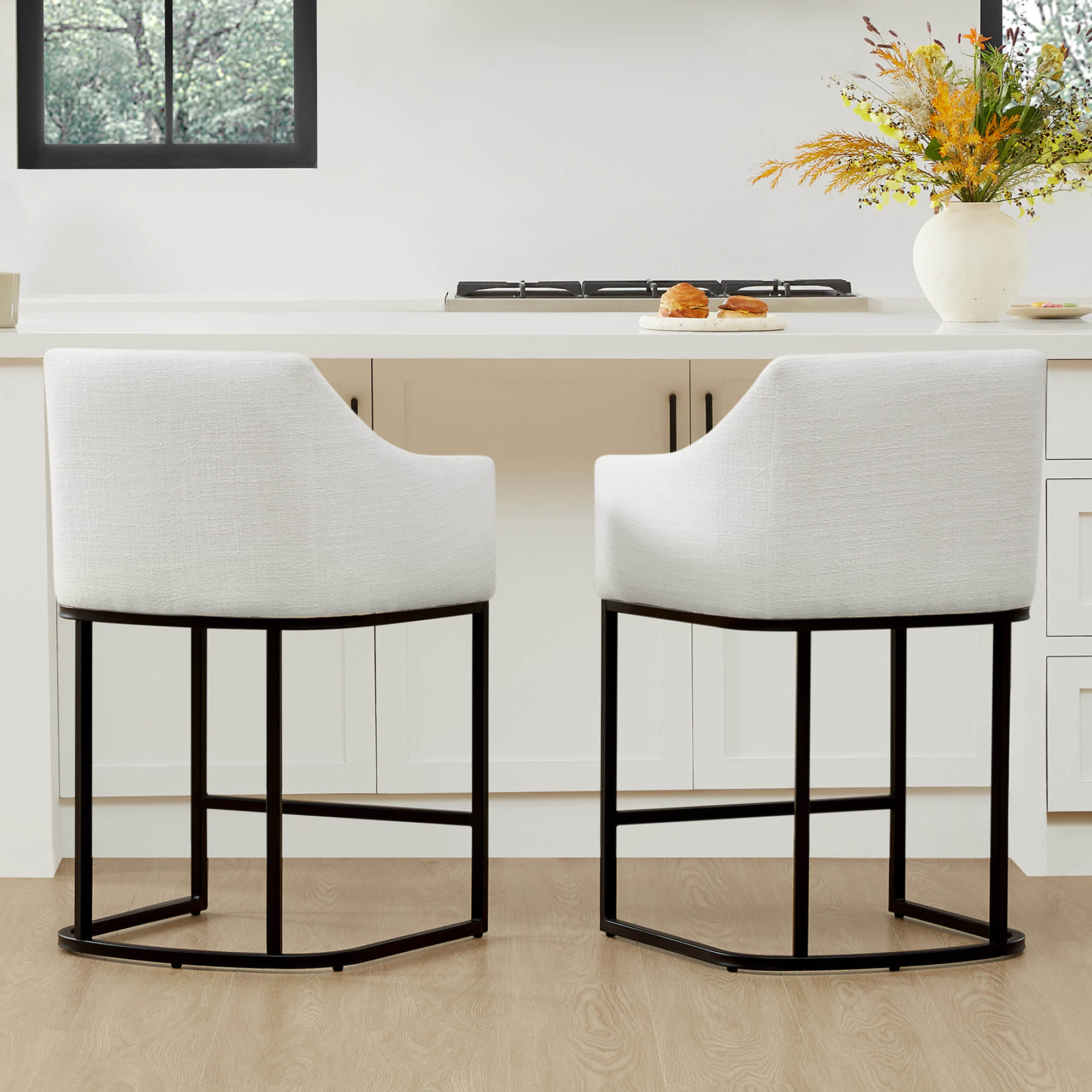 Aubrey Modern Barrel Counter Stools (Set of 2) - Image 2