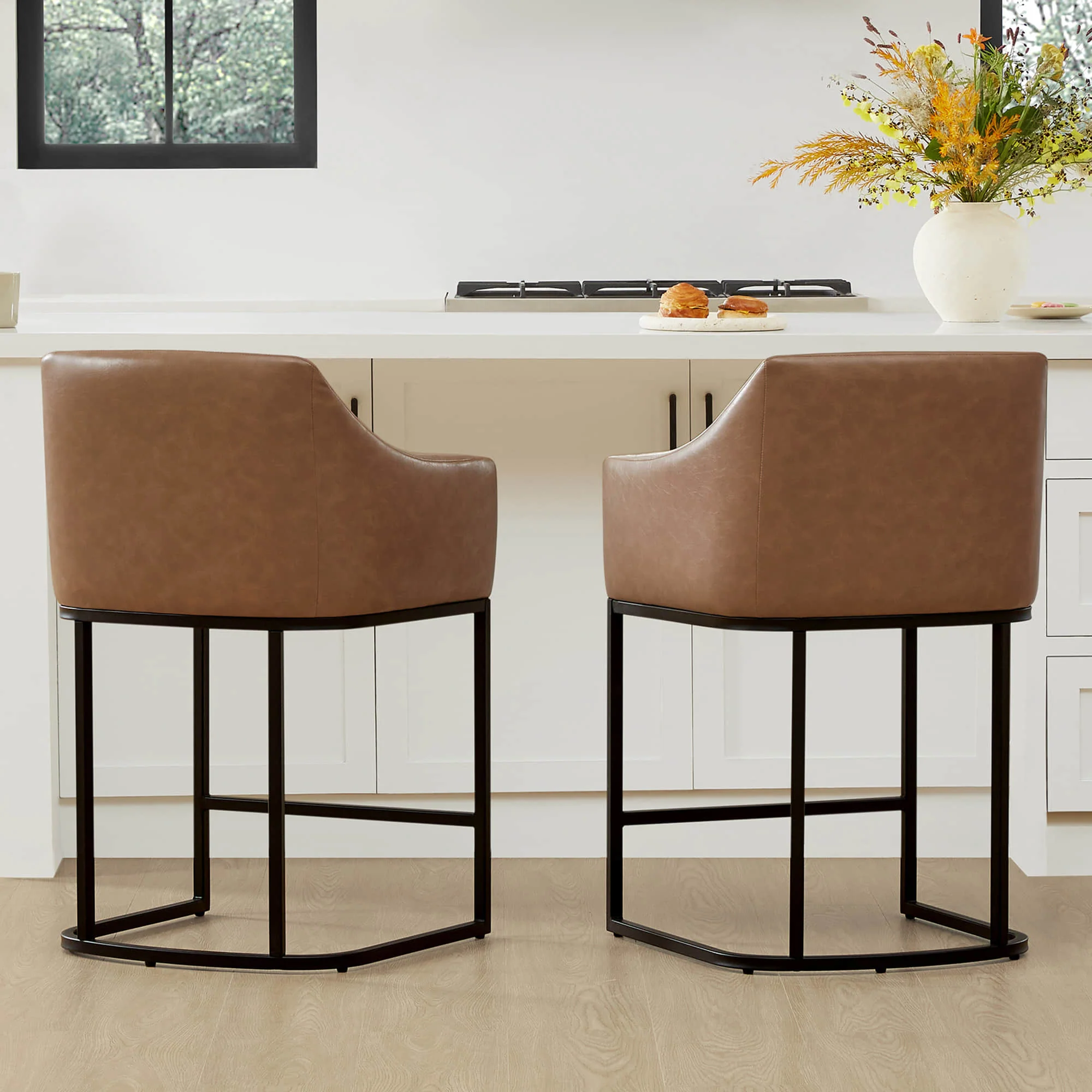 Aubrey Modern Barrel Counter Stools (Set of 2) - Image 3