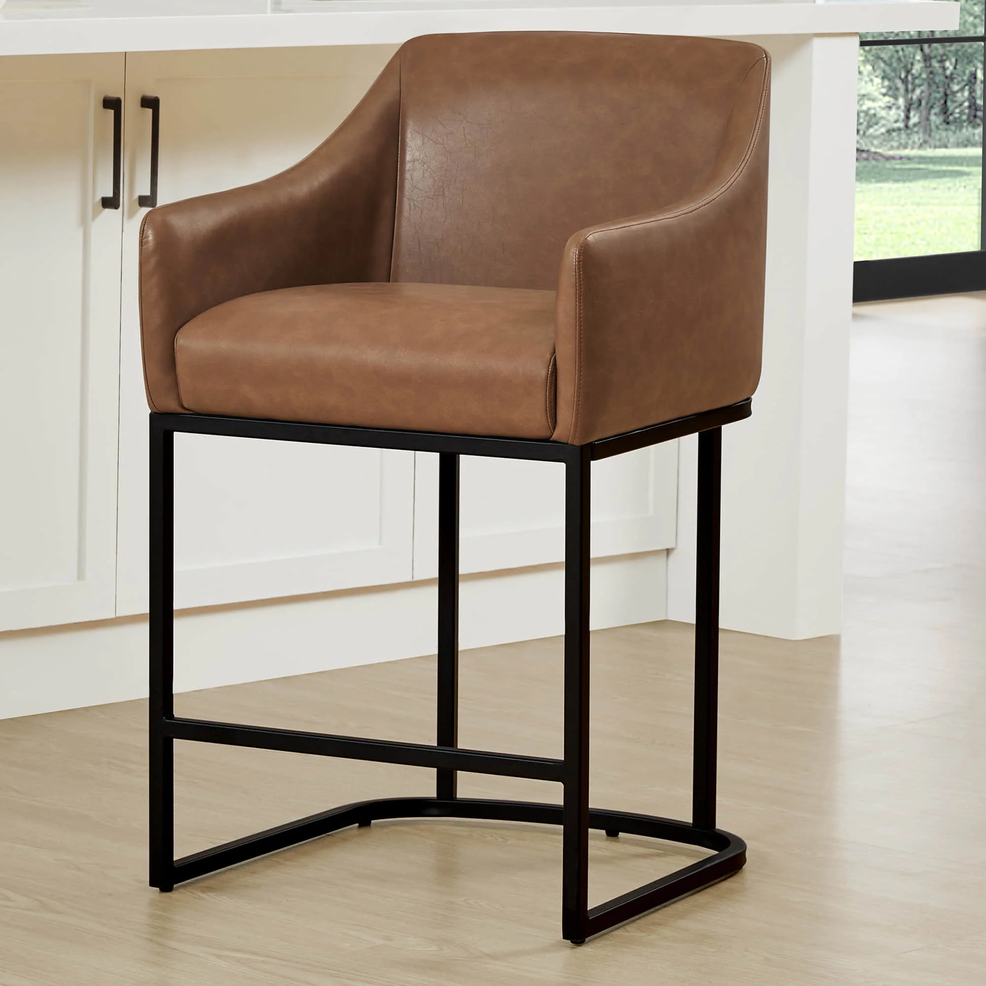 Aubrey Modern Barrel Counter Stools (Set of 2) - Image 4