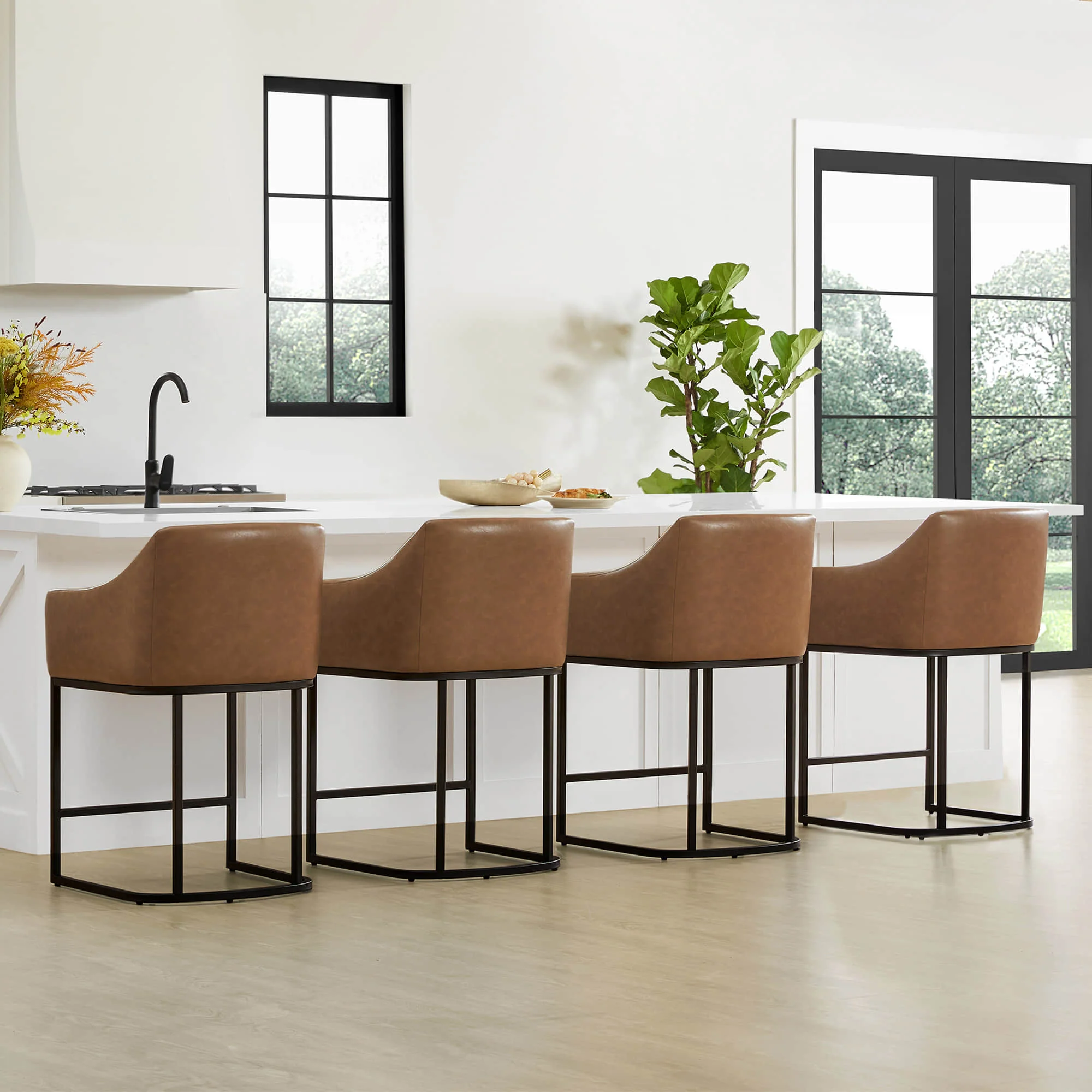 Aubrey Modern Barrel Counter Stools (Set of 2) - Image 5