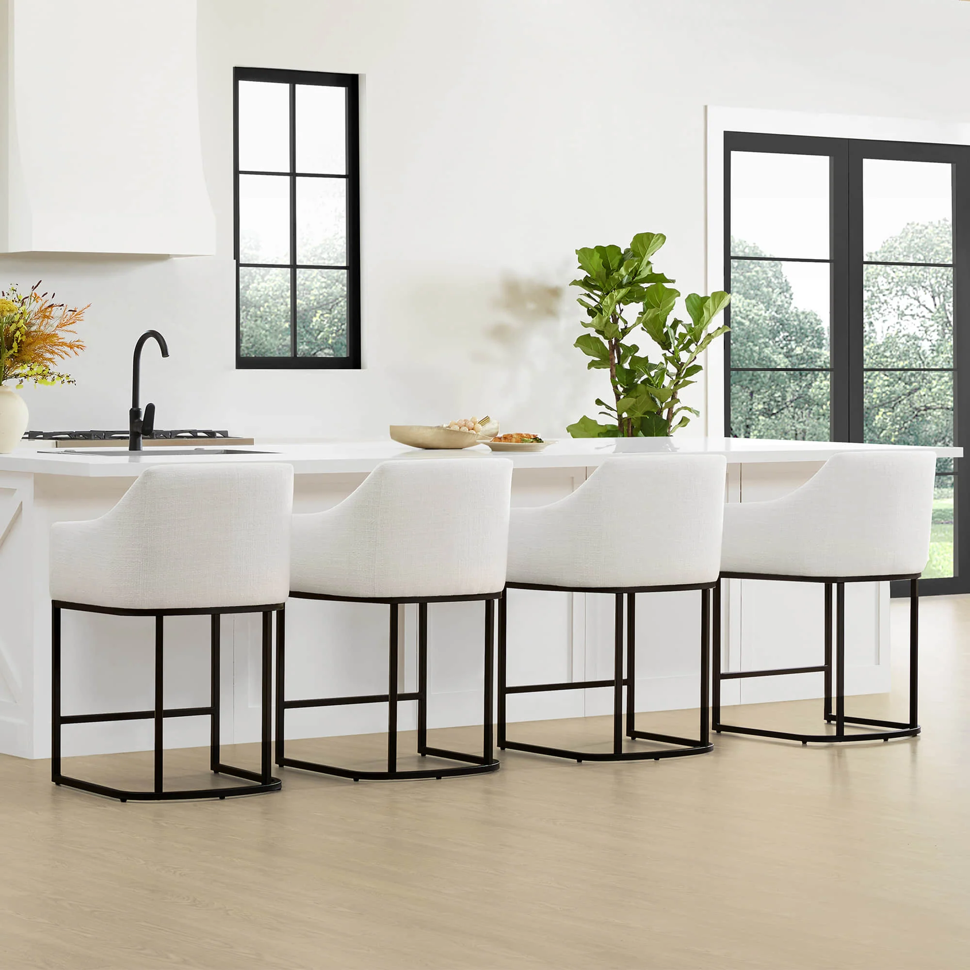 Aubrey Modern Barrel Counter Stools (Set of 2) - Image 8