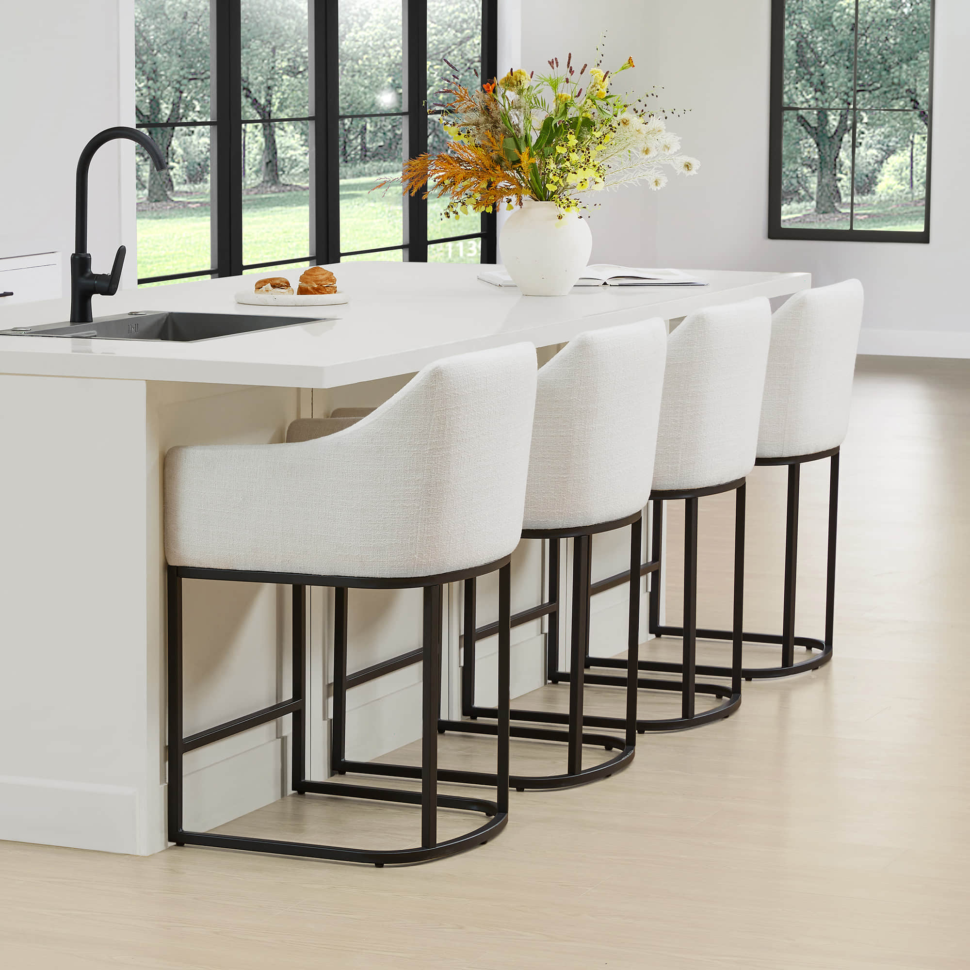 Aubrey Modern Barrel Counter Stools (Set of 2) - Image 9