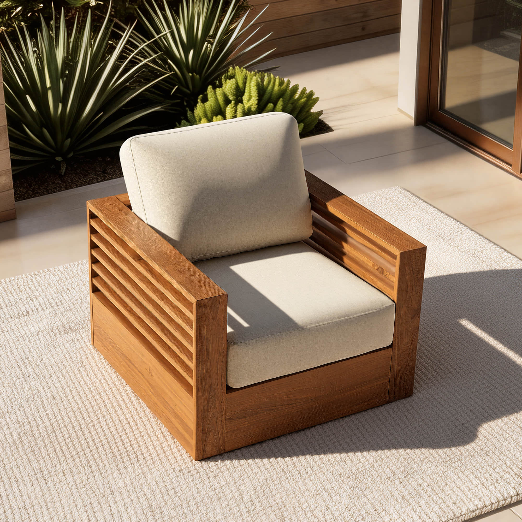 Beatriz Modern Outdoor Acacia Wood Slatted Swivel Bistro Set - Image 6