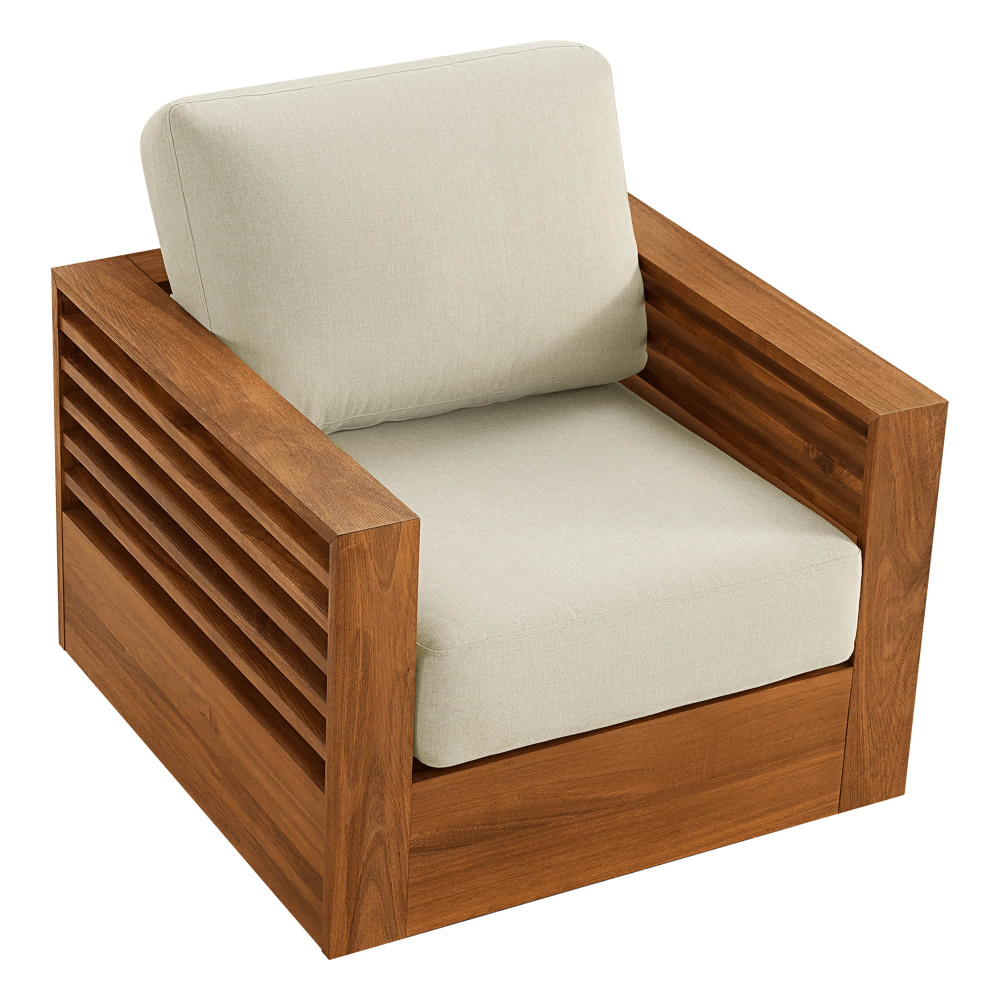 Beatriz Modern Outdoor Acacia Wood Slatted Swivel Chair - Image 13