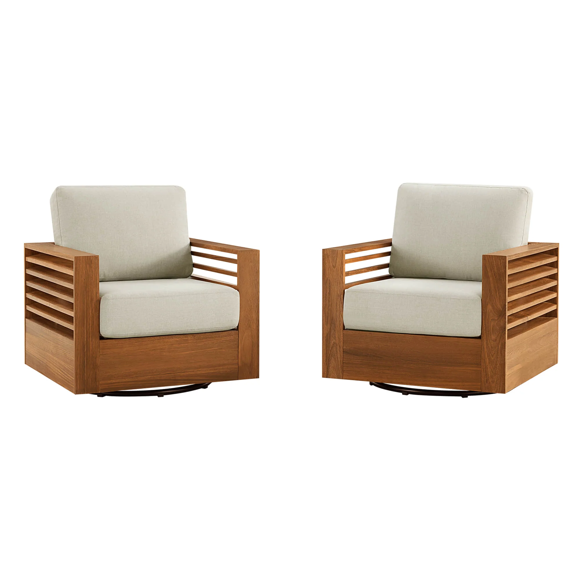 Beatriz Modern Outdoor Acacia Wood Slatted Swivel Chair - Image 8