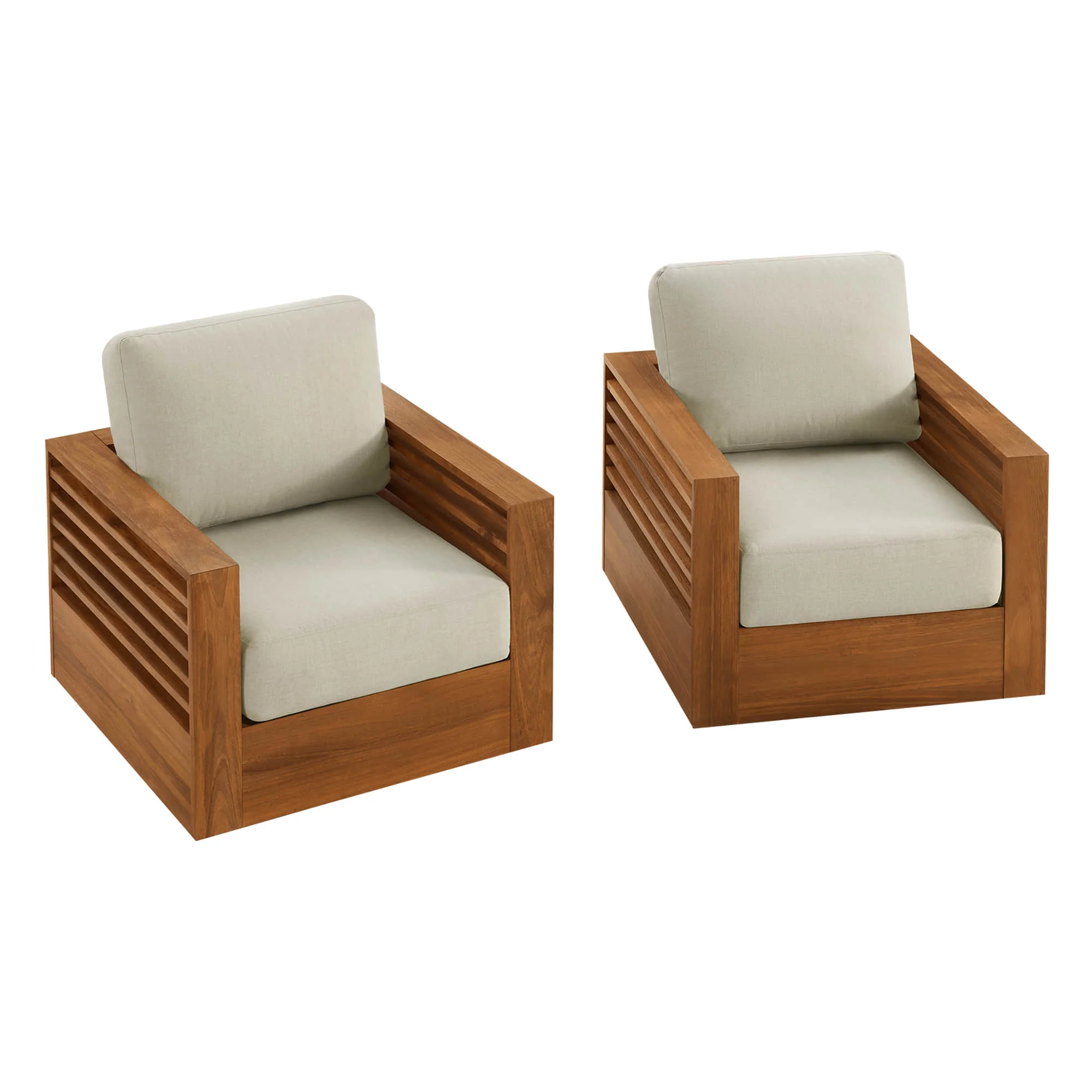 Beatriz Modern Outdoor Acacia Wood Slatted Swivel Chair - Image 9