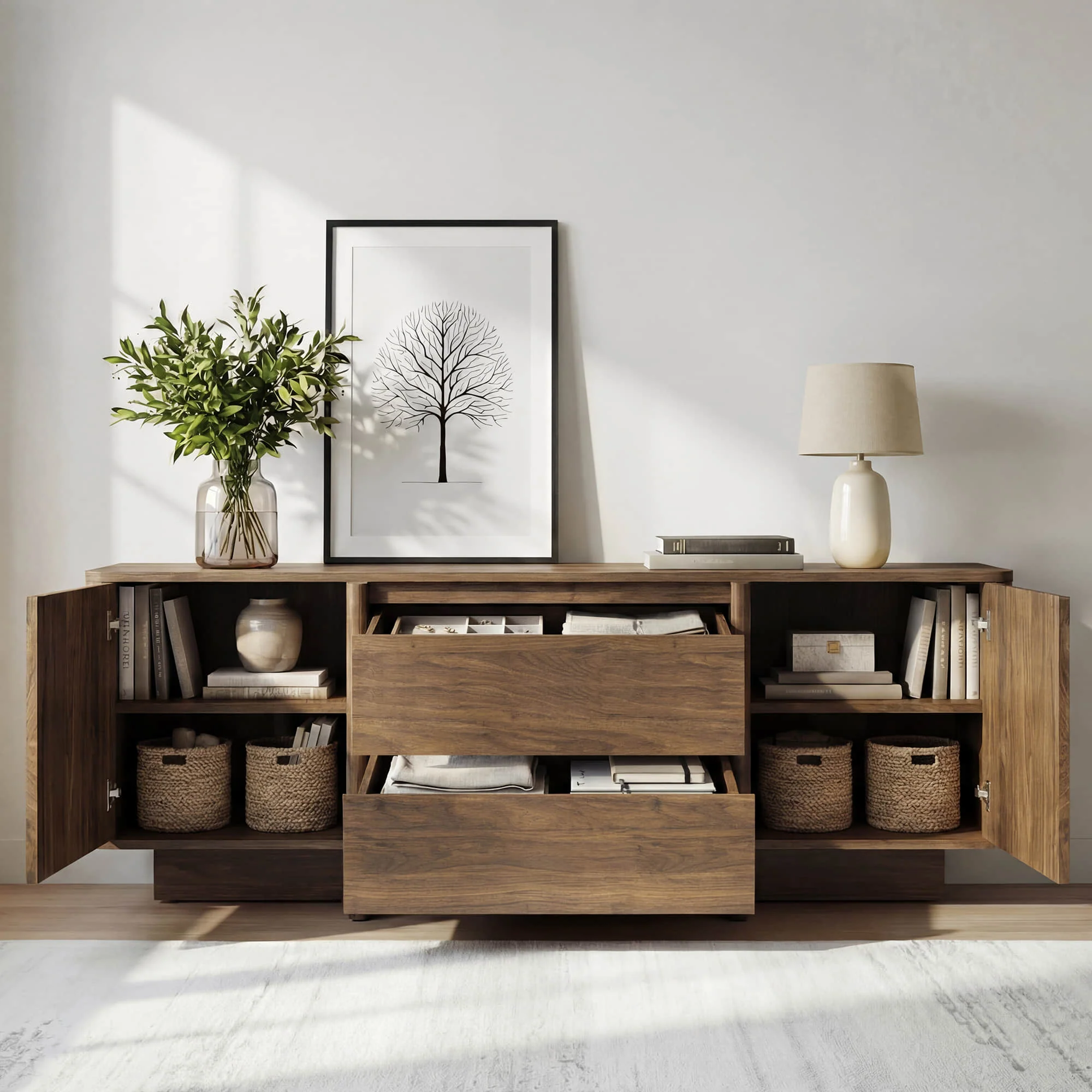 Bennett 62" Modern Arched Wood TV Stand - Image 3