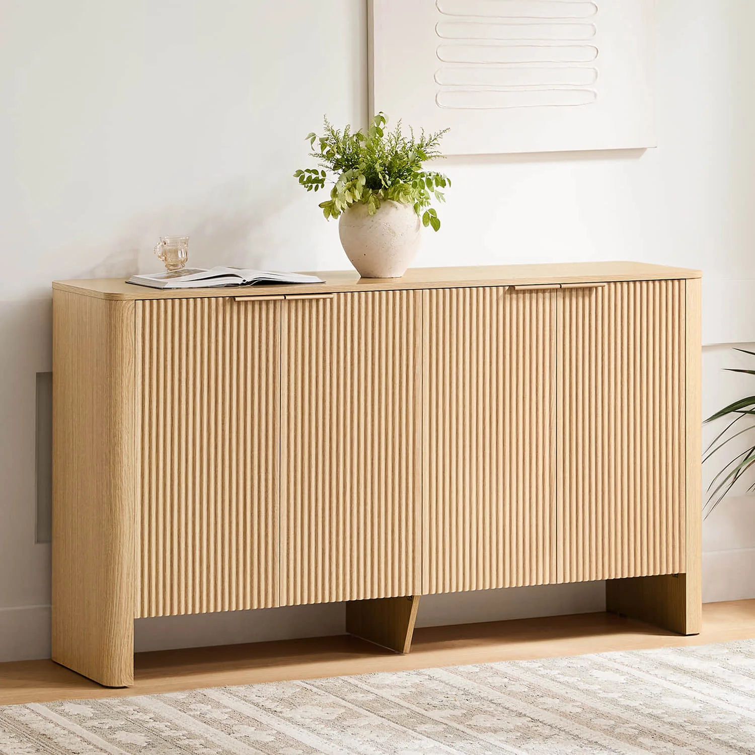 61" Bowen Fluted Wood Sideboard, High-Leg - Image 11