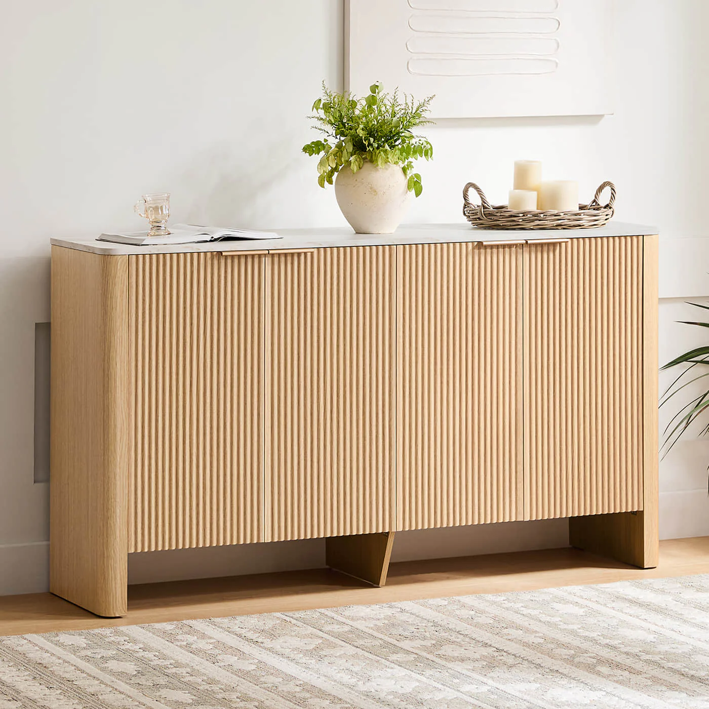61" Bowen Fluted Wood Sideboard, High-Leg - Image 16